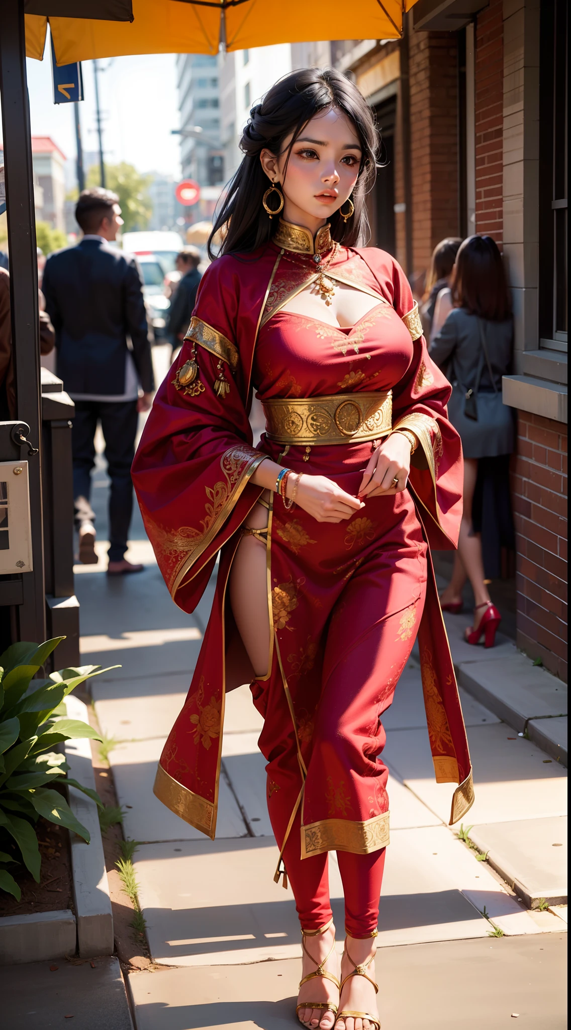 Beautiful woman in intricate Ethnic Fusion Outfit