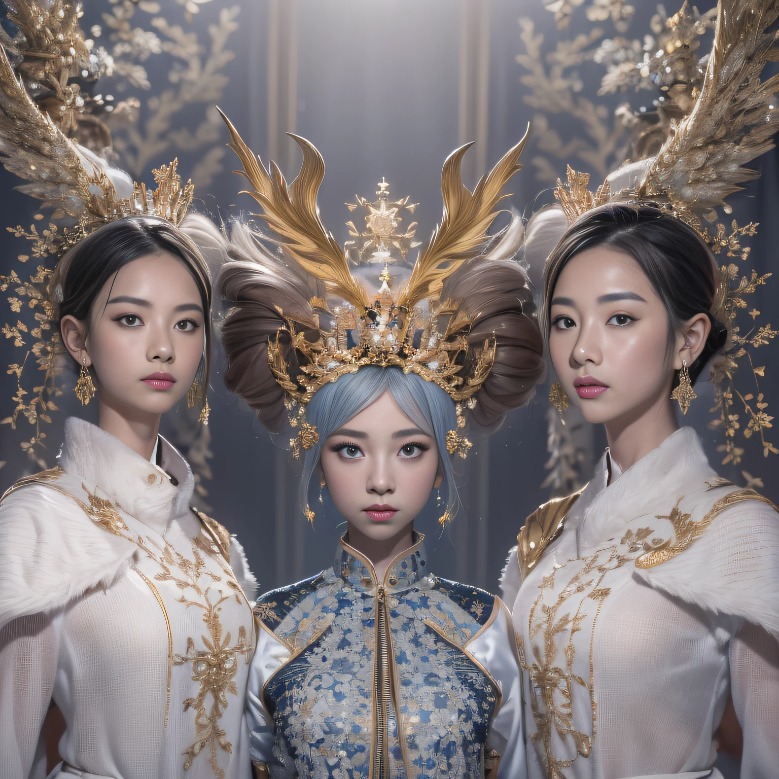 16k(tmasterpiece,k hd,hyper HD,16k)short detailed hair,Gold jewelry area in the back room,King Girl ,Silver Dragon Protector (realisticlying:1.4),Python pattern robe,Purple-pink tiara,Snowflakes fluttering,The background is pure,Hold your head high,Be proud,The nostrils look at people, A high resolution, the detail, RAW photogr, Sharp Re, Nikon D850 Film Stock Photo by Jefferies Lee 4 Kodak Portra 400 Camera F1.6 shots, Rich colors, ultra-realistic vivid textures, Dramatic lighting, Unreal Engine Art Station Trend, cinestir 800,Hold your head high,Be proud,The nostrils look at people