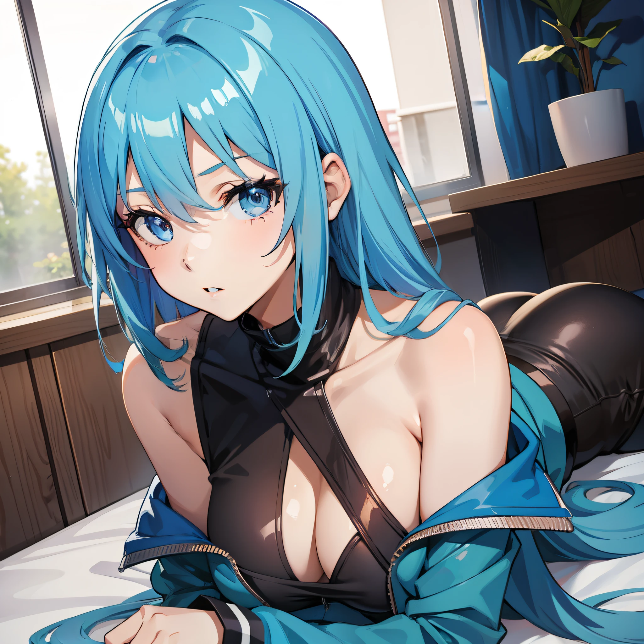 Anime girl, blue hair, sexy