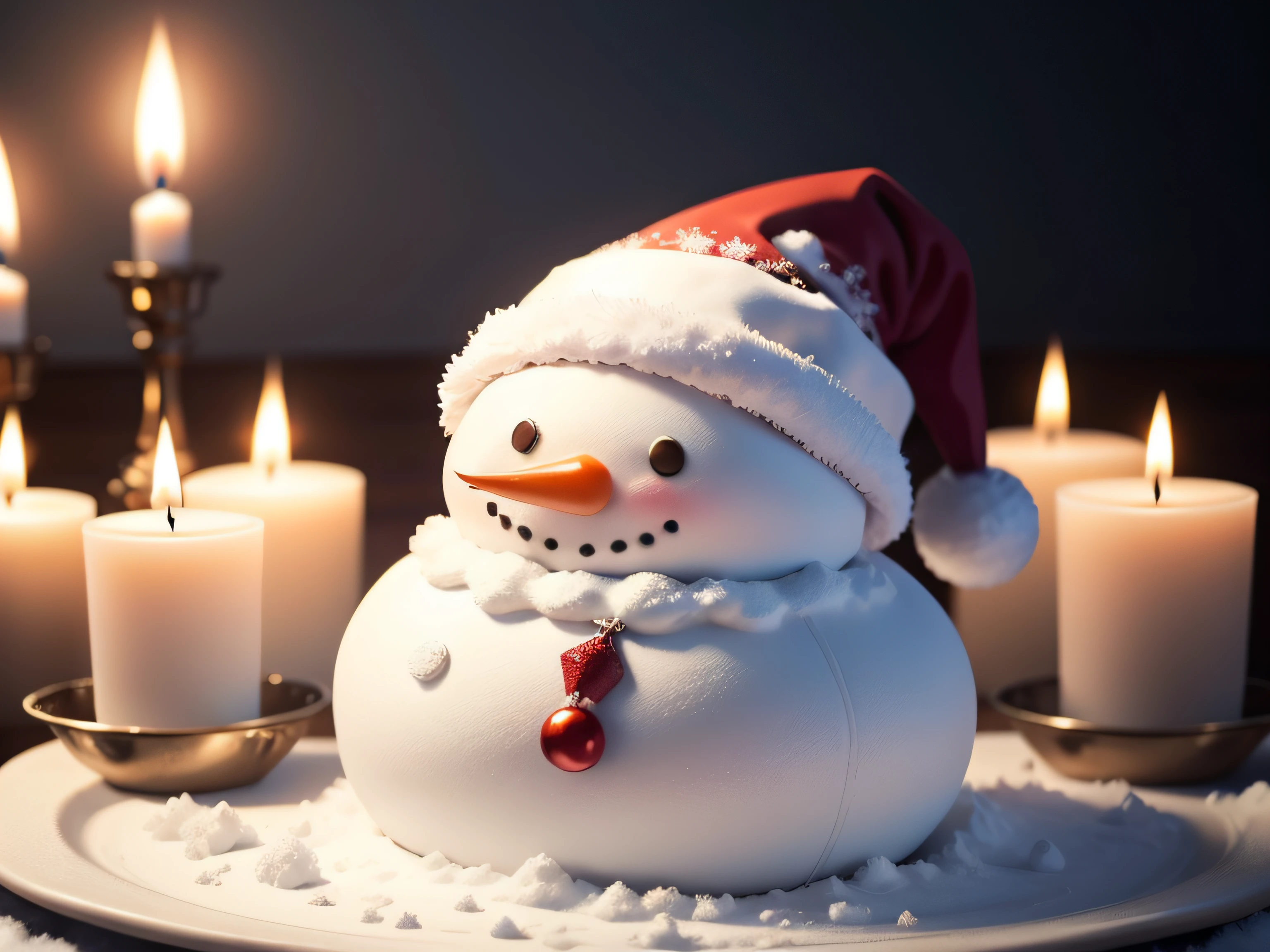 Snowman in Santa hat, Stand in a winter wonderland of scented candles.