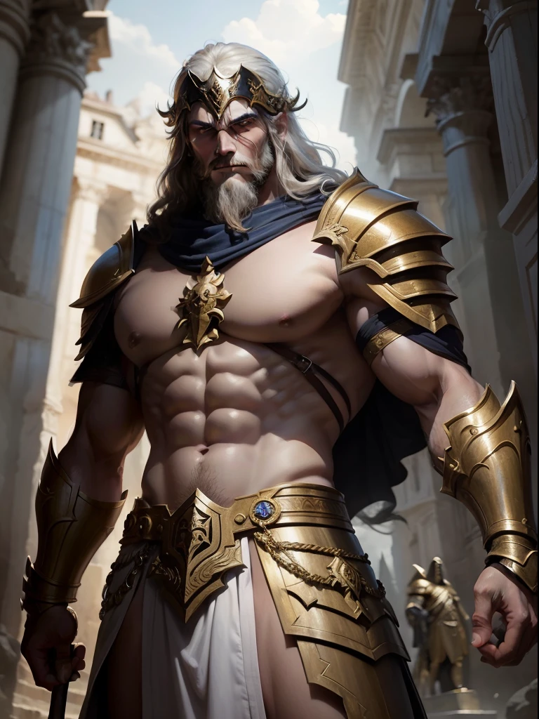 Empowered Legendary Templary Warrior, Olympus, Gods style, French painting style.