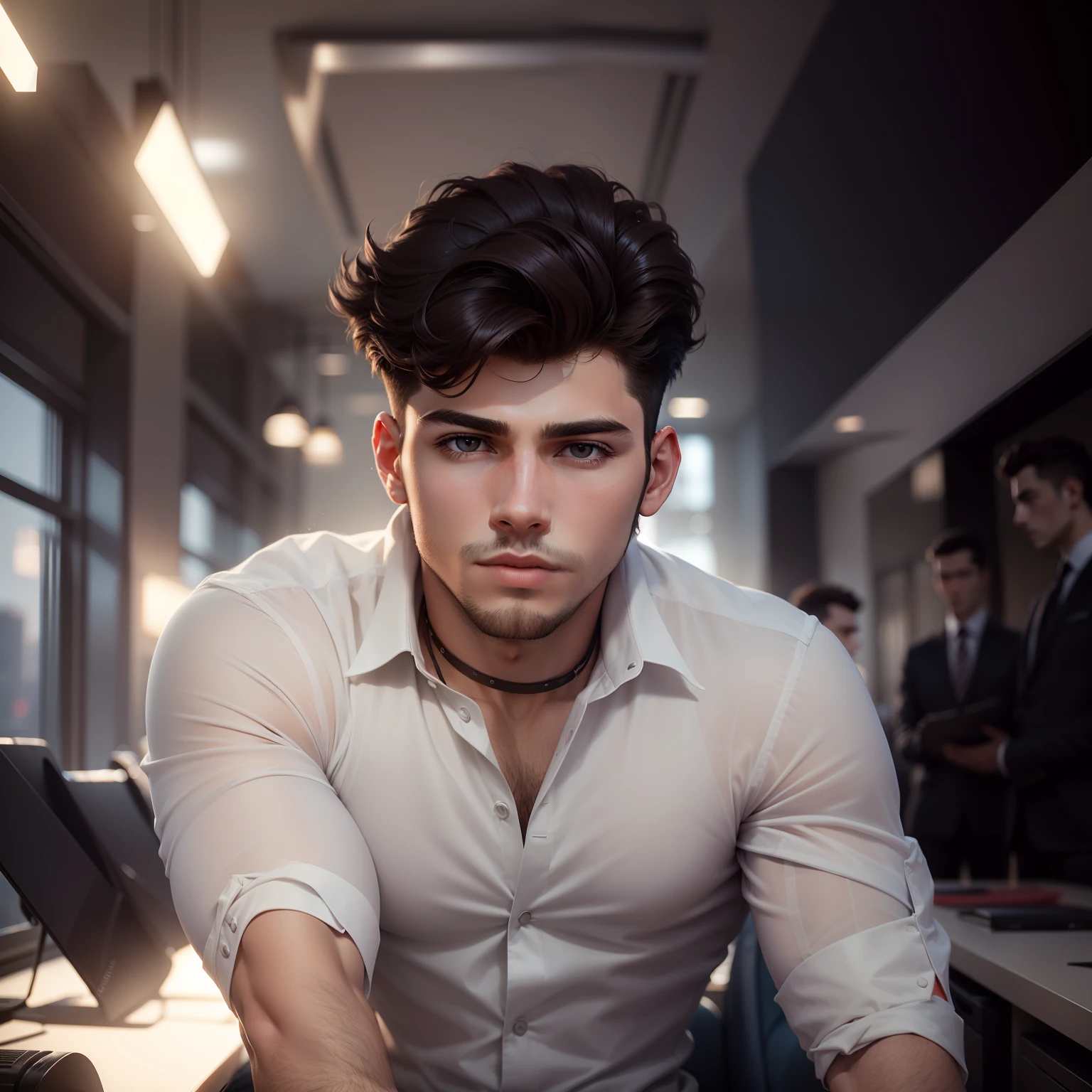 Attractive profile picture, masterpiece, ultra-precise rendering, beautiful and cool young man, wearing a business suit, trustworthy, dependable young man, savior of the world, simple design, most beautiful image, 4K