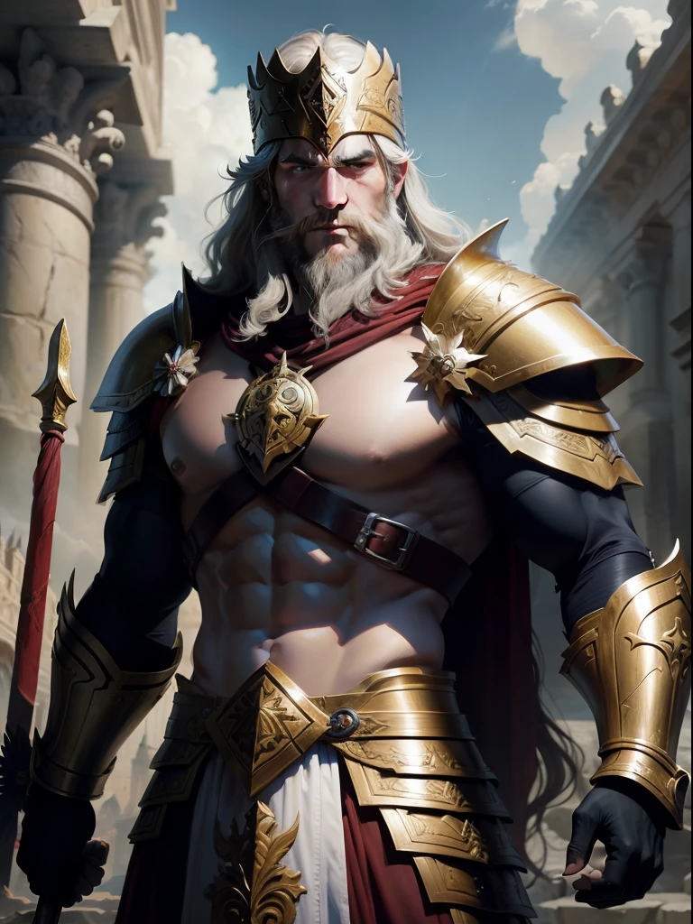 Empowered Legendary Templary Warrior, Olympus, Gods style, French painting style.