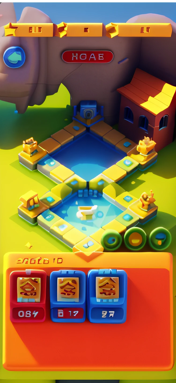 masterpiece, best quality, toon,3d,castle,sky