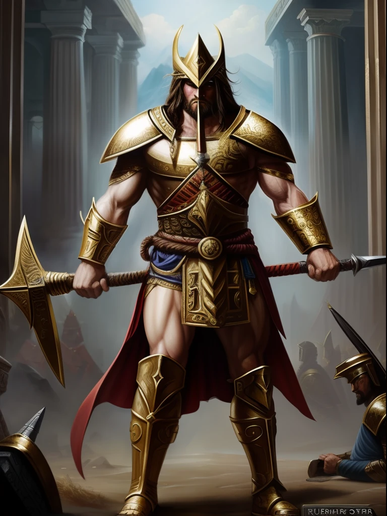 Empowered Legendary Templary Warrior, Olympus, Gods style, French painting style.