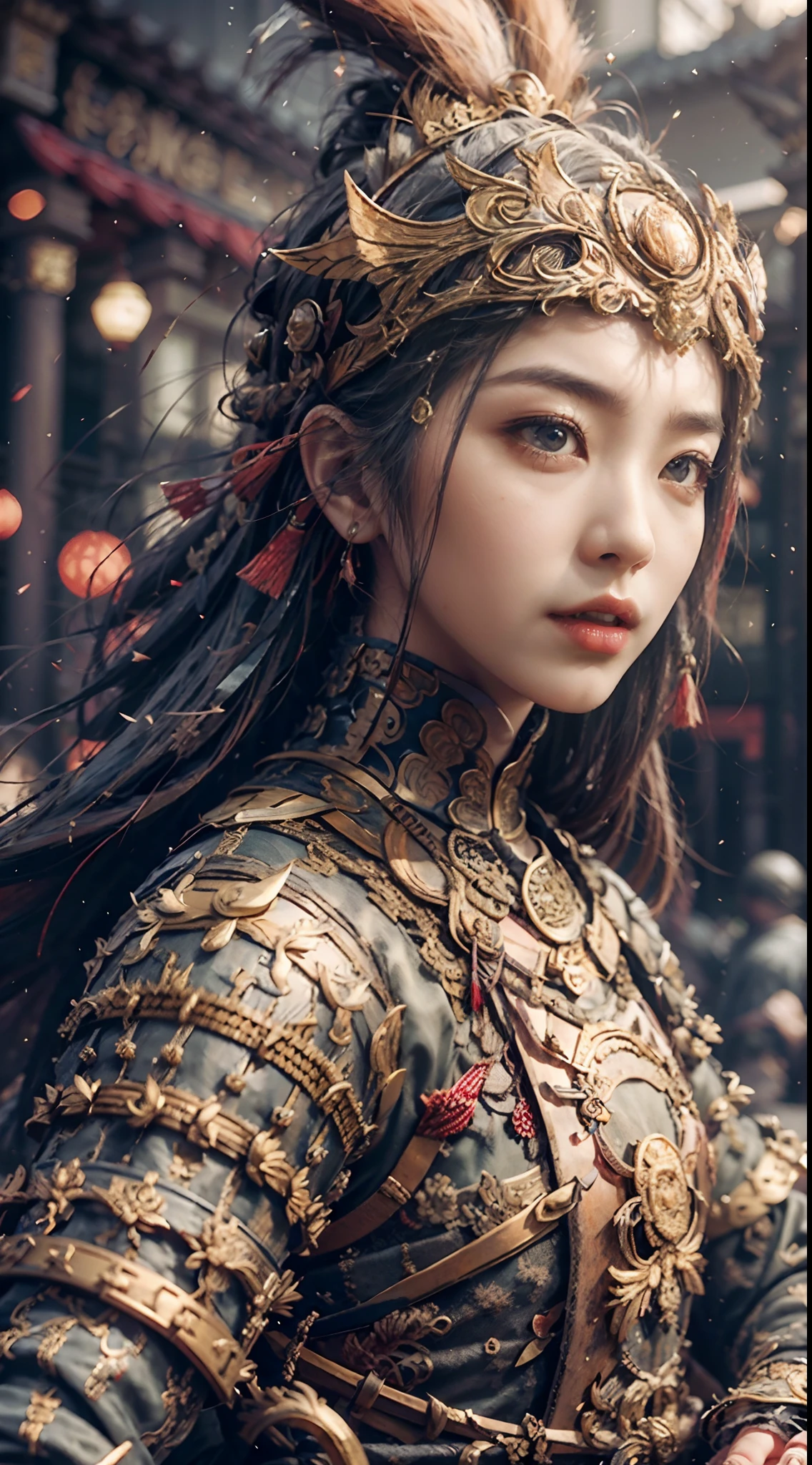 A Chinese sneering girl, bust, vampire fangs, extreme quality, Cg unity 8k, super delicate, background bokeh, full depth of field, HDR high dynamics, real restoration, intricate and extreme detail, perfectly presenting the style of midjourney art.