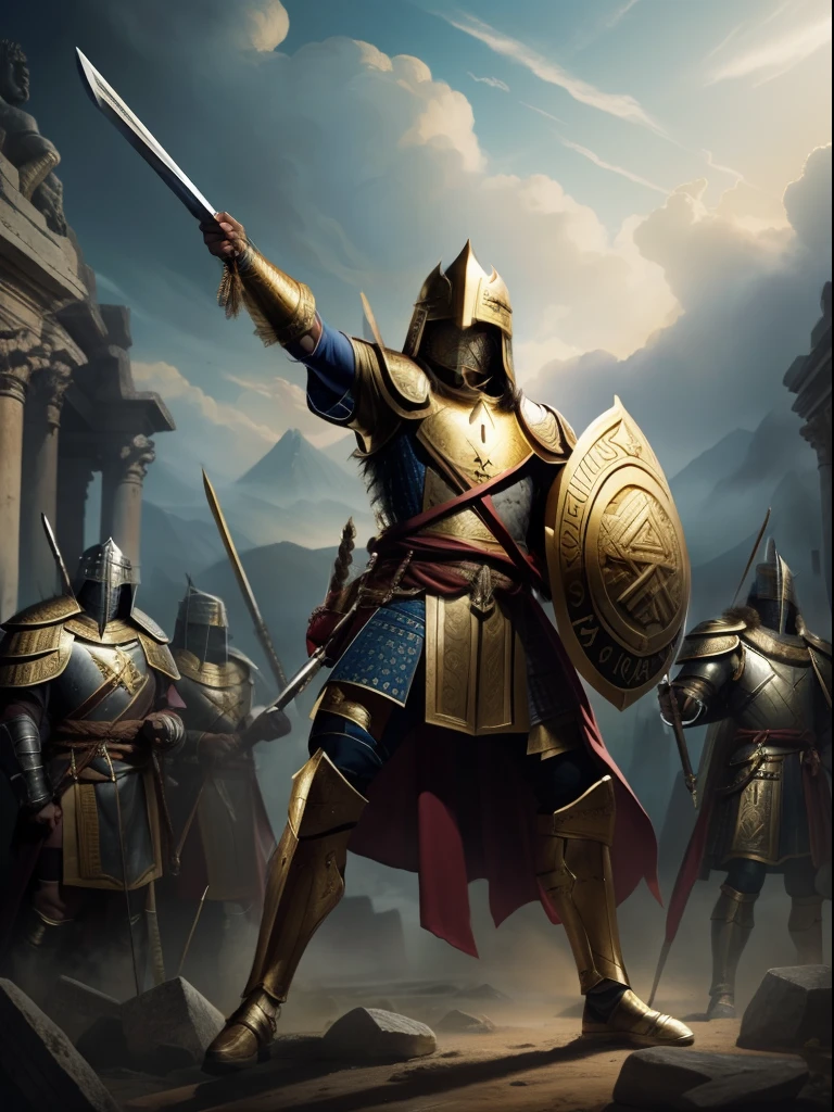 Empowered Legendary Templary Warrior, Olympus, Gods style, French painting style.
