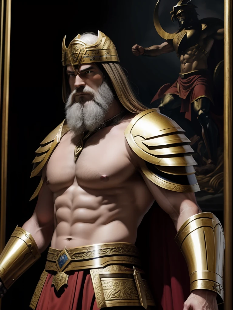 Empowered Legendary Templary Warrior, Olympus, Gods style, French painting style.