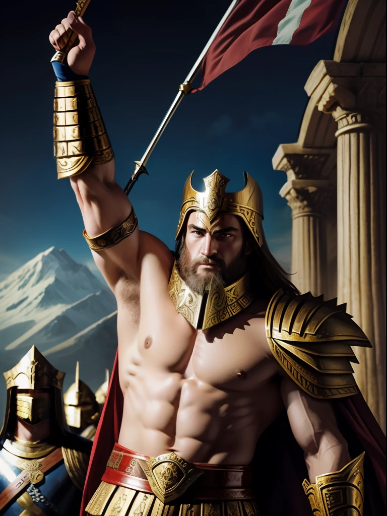 Empowered Legendary Templary Warrior, Olympus, Gods style, French painting style.