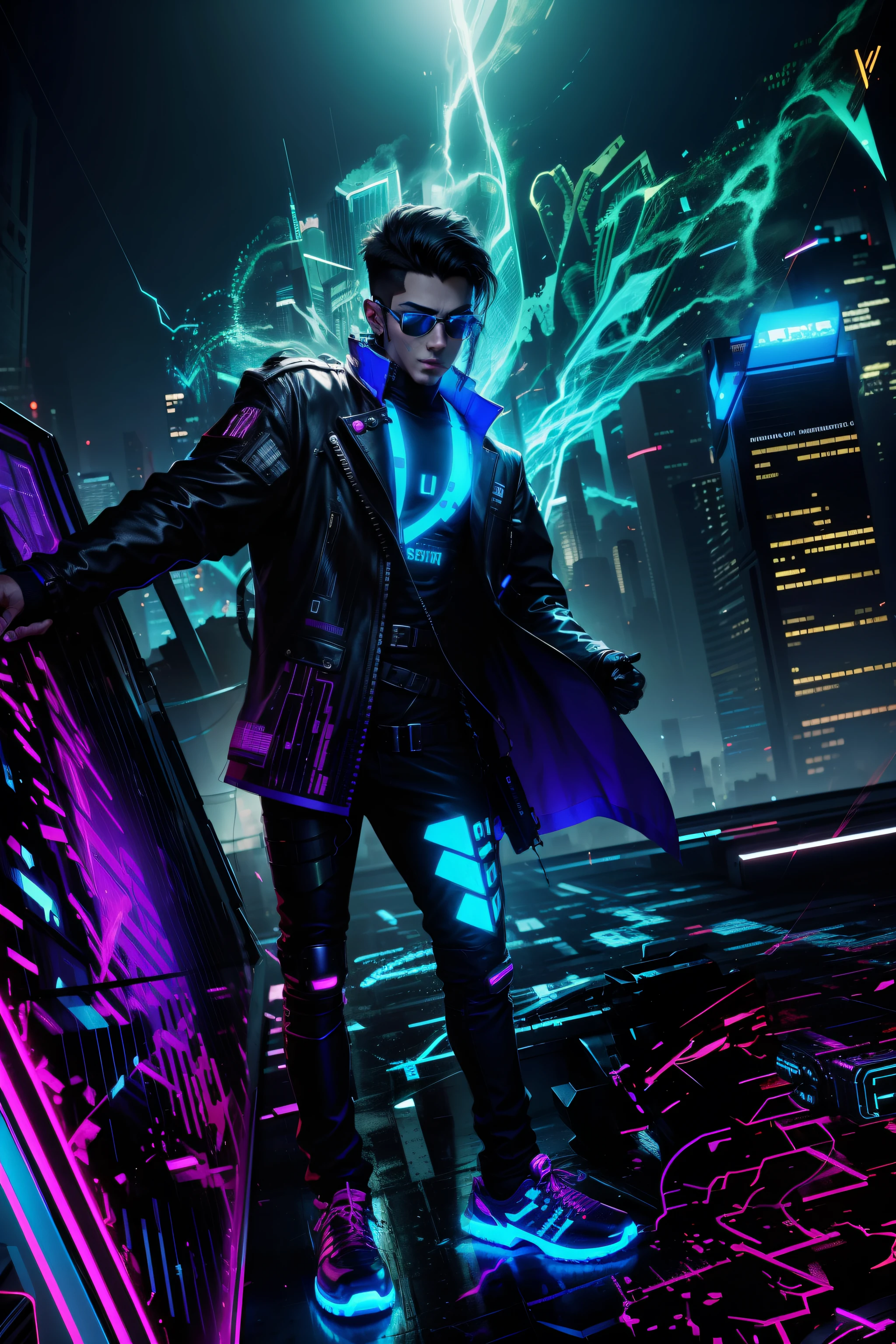 Change background cyberpunk handsome boy, realistic face, 8k, ultra realistic,