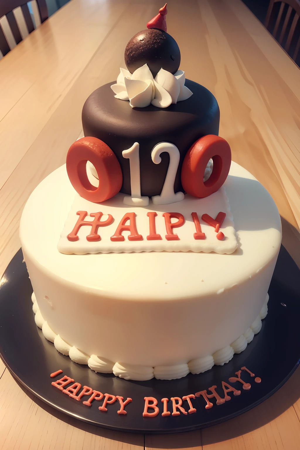 There was a cake on the plate,It says Chinese, happy birthay,birthday, Middle metaverse, healthy, Grand!,