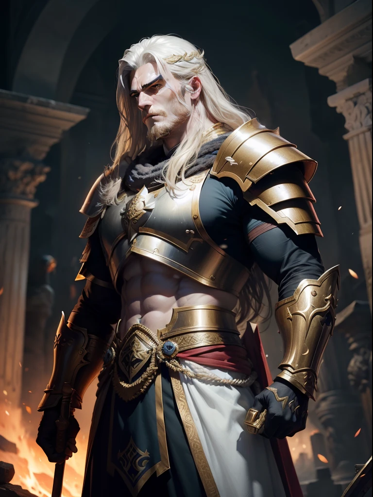 Empowered Legendary Templary Warrior, Olympus, Gods style, French painting style.