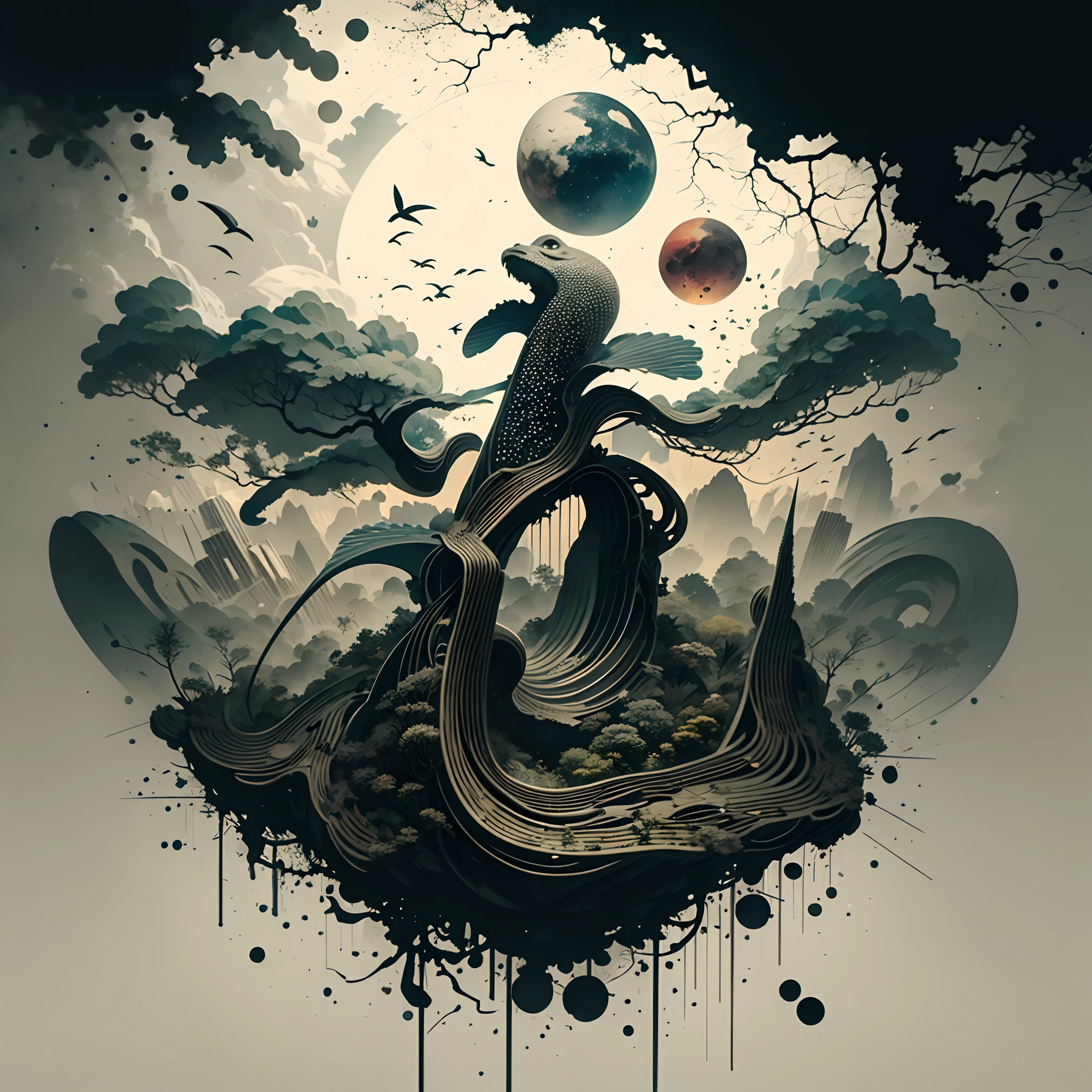 Absurd, high resolution, ultra-detailed, broken, designed with a beautiful temple scene, intricate architecture, lush gardens, and a sense of peace and spirituality. Broken, creating an image of a destructive demon with terrifying features, dark powers, and a thirst for chaos and destruction. Broken, designed with a fisheye effect image that captures a wide field of view with a unique curved viewing angle. Break to create rooftop views in urban environments with panoramic cityscapes, dramatic skylines, and a sense of elevation. Break , illustrating the tender moments between parents and children, capturing their bonds, love, and connection. Broken, using pointillism to illustrate images, carefully placed tiny dots of color to create a cohesive and visually stunning whole.