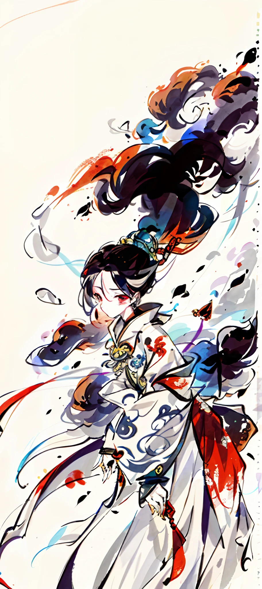 morning glory,Ink painting style,clean color,ink wash style,Smudge,Decisive cut,Leave white space,impressionistic,tmasterpiece,ultra-detailliert,Epic composition, high qulity, HighestQuali,Ancient wind,Dunhuang Flying Sky