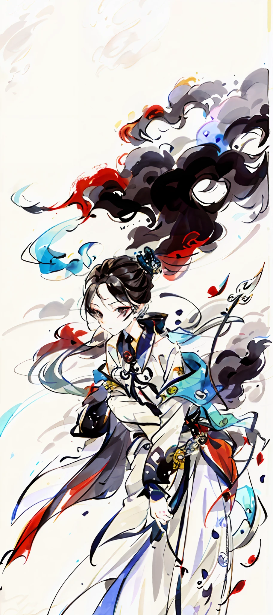 morning glory,Ink painting style,clean color,ink wash style,Smudge,Decisive cut,Leave white space,impressionistic,tmasterpiece,ultra-detailliert,Epic composition, high qulity, HighestQuali,Ancient wind,Dunhuang Flying Sky