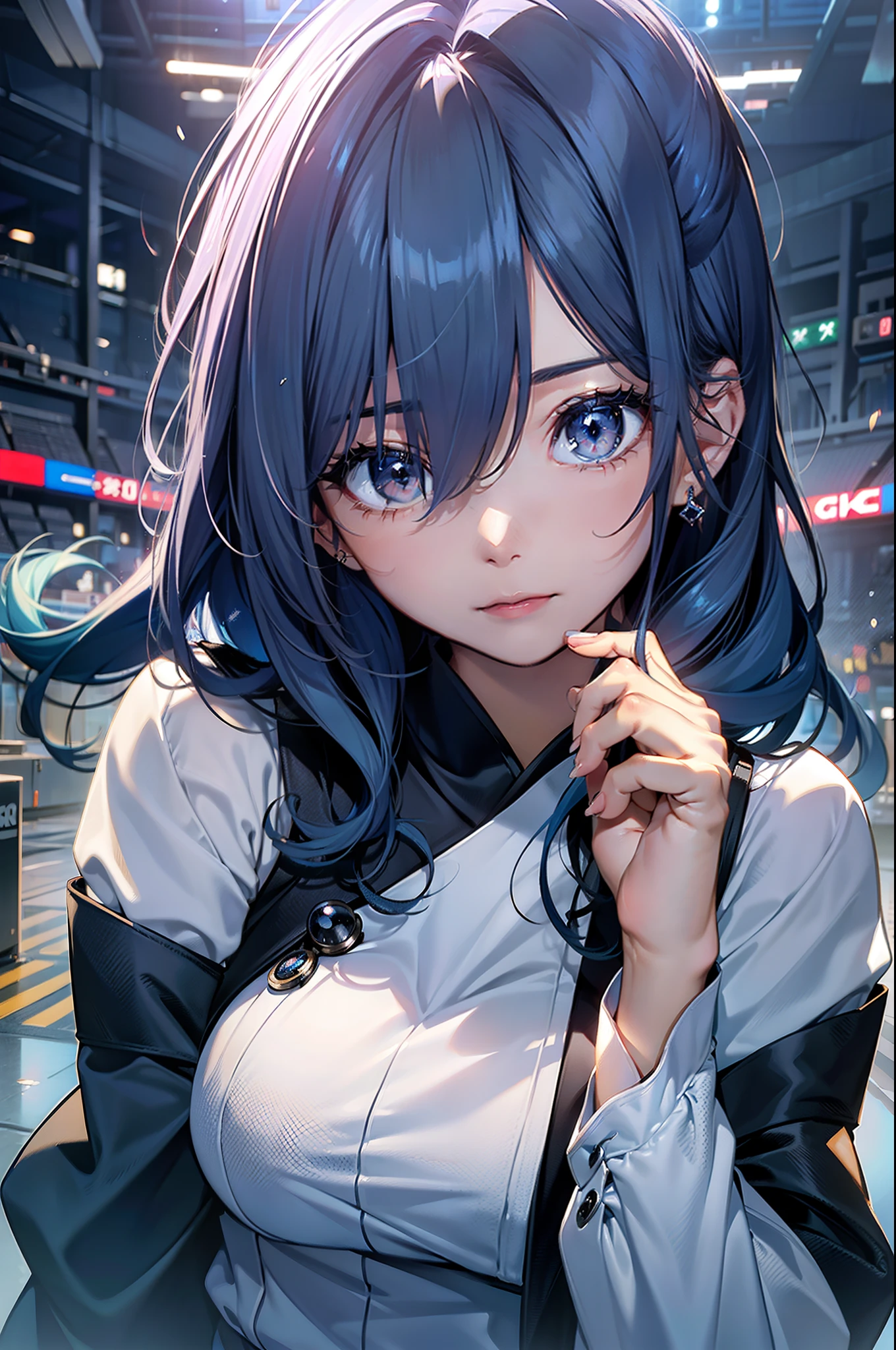 Random posture、mix4、(in 8K、RAW Photos、top-quality、masterpiece:1.2)、Holding the microphone with one hand、Inner mesh, blue hairs, , Japan band gal style, beautiful blue haired girl, flowing blue hair, rich blue colors, Sing hard、(Background Live House)One girl、profetional lighting、(masterpiece)、(Elaborate CG)top quality photo, hight resolution, 1080p, (Clear face), (Detailed face description), (Detailed hand description)、(masterpiece)、(Elaborate CG)、extreme light and shadows、dishevled hair、The work of the master、abundant detail、(Fine facial features)、(top quality photo)、(masterpiece)、(A detailed eye)、Look in front of you、Sing hard in front of your eyes