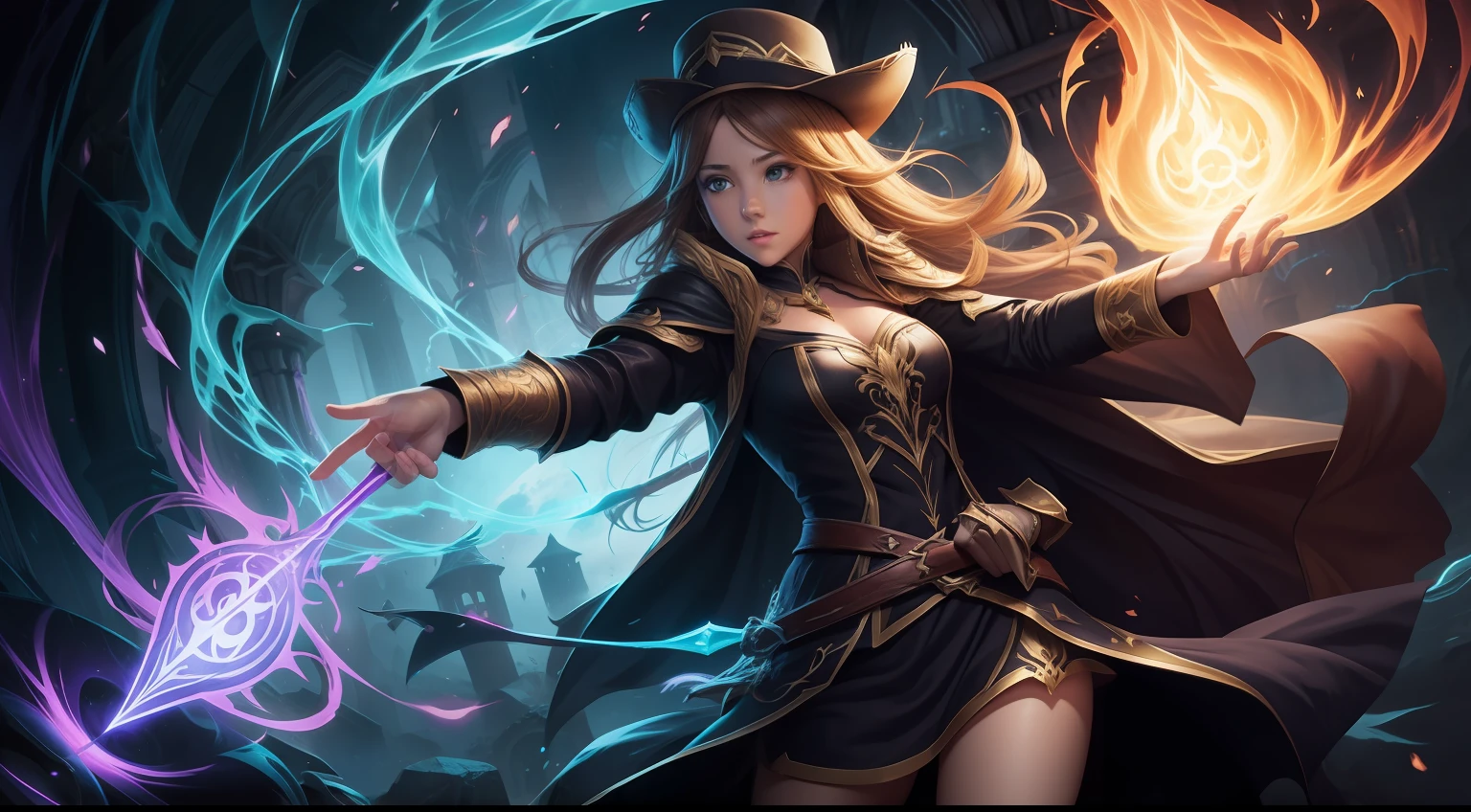 girl casting spell splash art