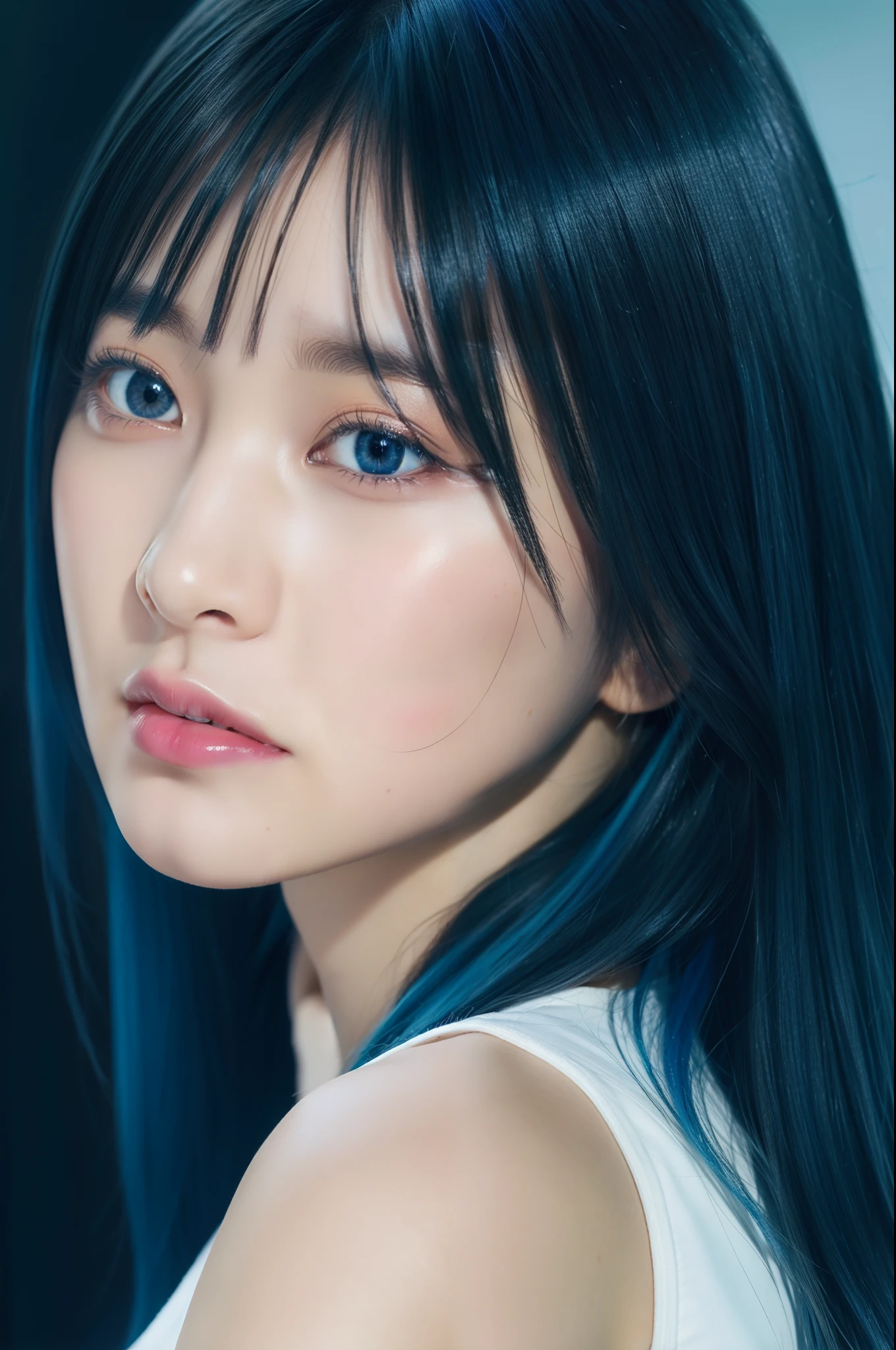 Random posture、mix4、(in 8K、RAW Photos、top-quality、masterpiece:1.2)、Inner mesh, blue hairs, , Japan band gal style, beautiful blue haired girl, flowing blue hair, rich blue colors, Sing hard、(Background Live House)One girl、profetional lighting、(masterpiece)、(Elaborate CG)top quality photo, hight resolution, 1080p, (Clear face), (Detailed face description), (Detailed hand description)、(masterpiece)、(Elaborate CG)、extreme light and shadows、dishevled hair、The work of the master、abundant detail、(Fine facial features)、(top quality photo)、(masterpiece)、(A detailed eye)、Look in front of you、from behind