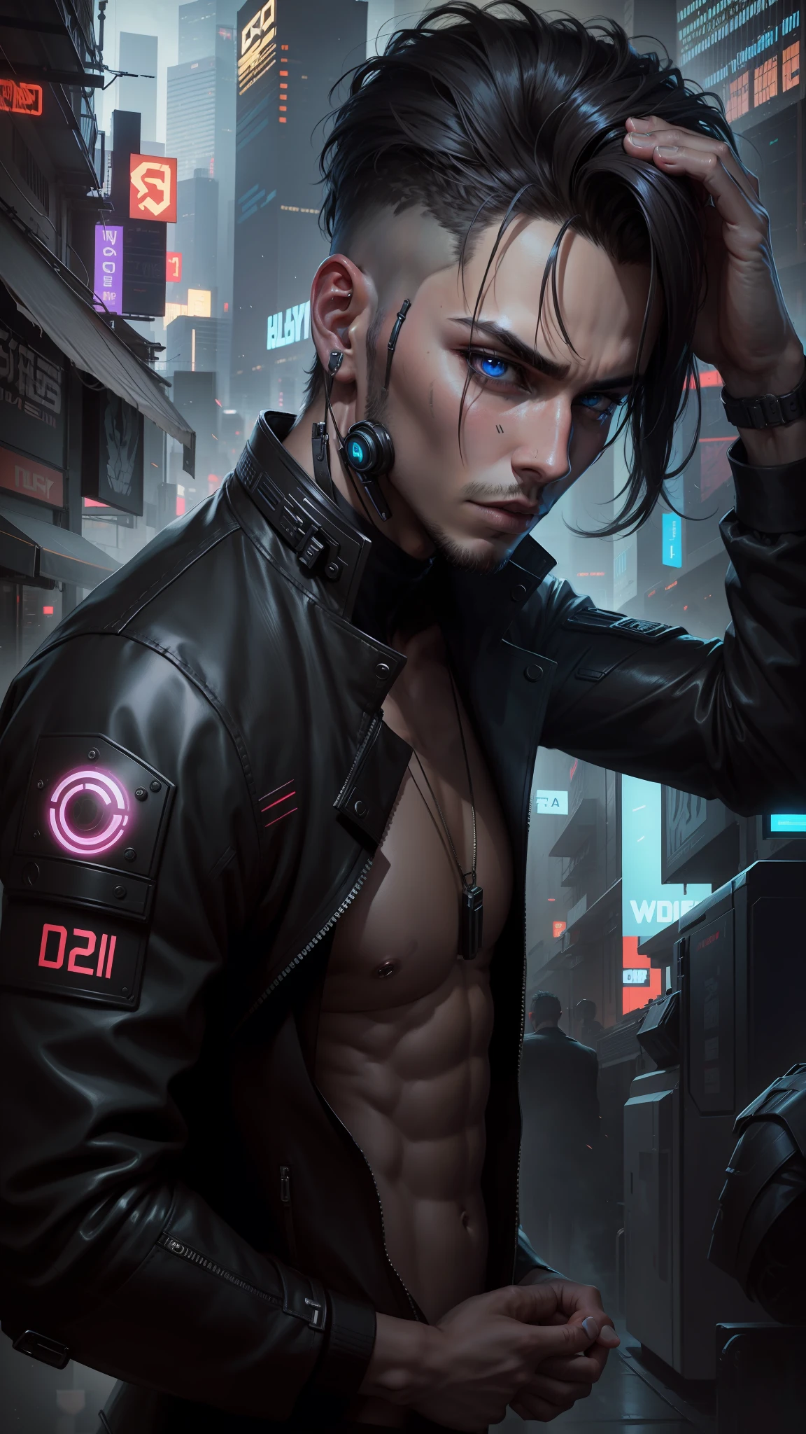 Change background cyberpunk handsome boy , realistic face, ultra realistic,