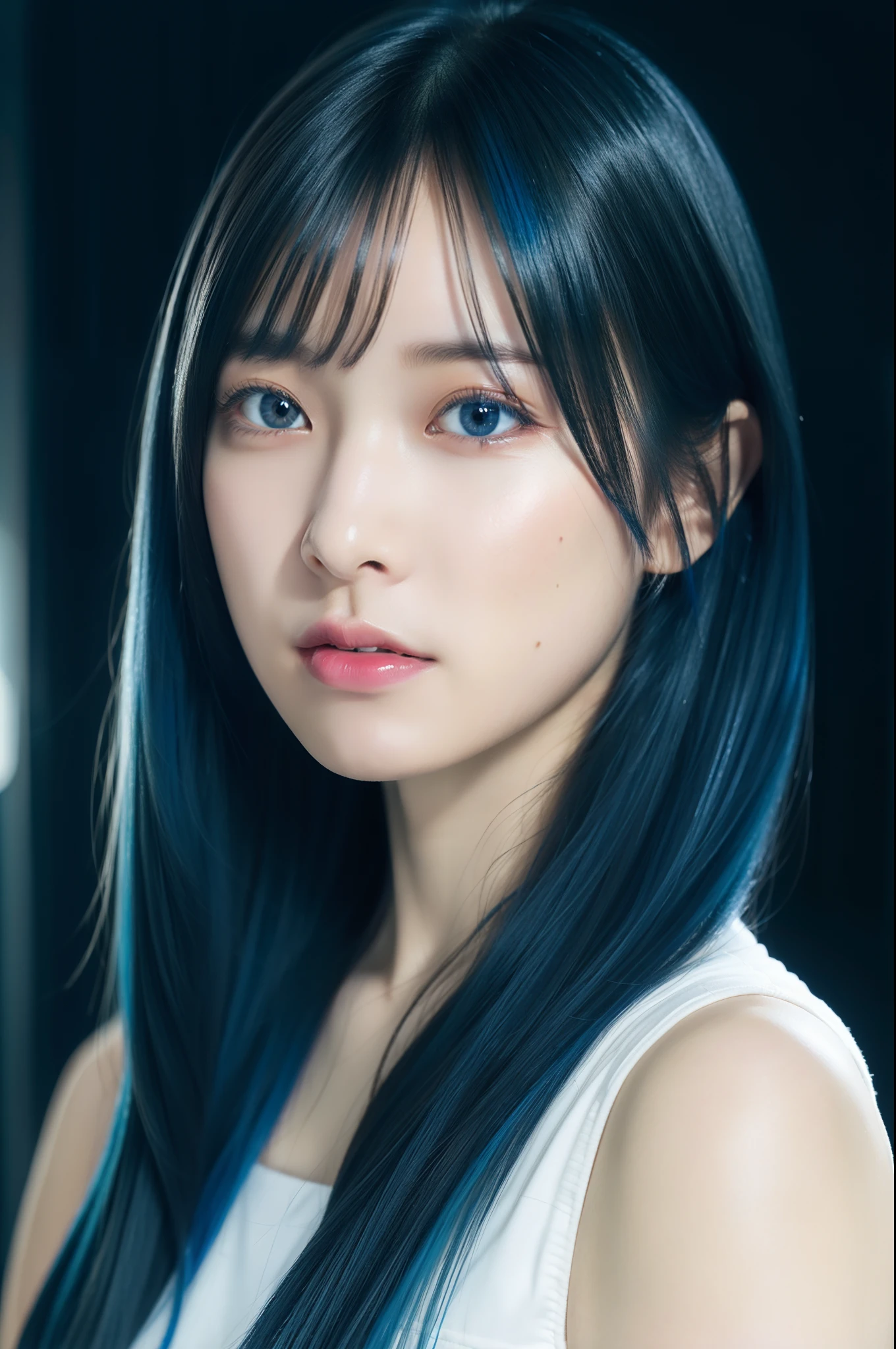 Random posture、mix4、(in 8K、RAW Photos、top-quality、masterpiece:1.2)、Inner mesh, blue hairs, , Japan band gal style, beautiful blue haired girl, flowing blue hair, rich blue colors, Sing hard、(Background Live House)One girl、profetional lighting、(masterpiece)、(Elaborate CG)top quality photo, hight resolution, 1080p, (Clear face), (Detailed face description), (Detailed hand description)、(masterpiece)、(Elaborate CG)、extreme light and shadows、dishevled hair、The work of the master、abundant detail、(Fine facial features)、(top quality photo)、(masterpiece)、(A detailed eye)、Look in front of you、from behind,(Background bright studio)
