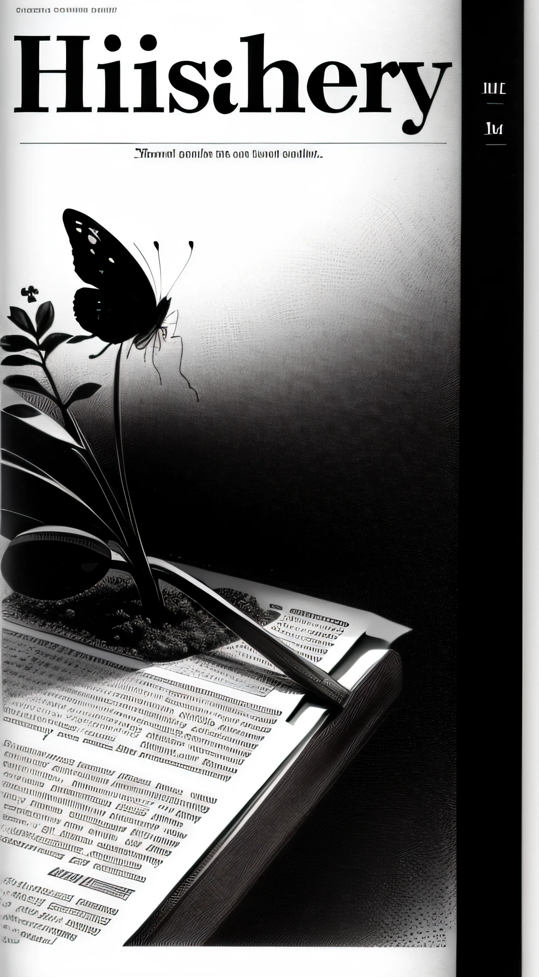 A newspaper，Cut the layout，black andwhite，Literary，comic strip，a plant，florals，insects