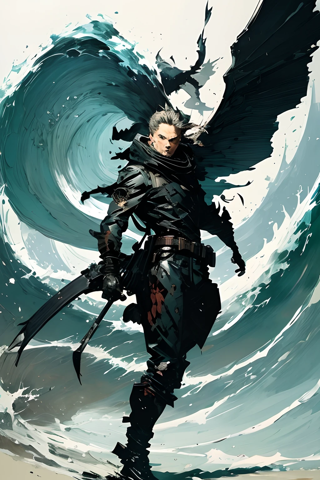 (style of ashley wood), the wing of the sea is the wave