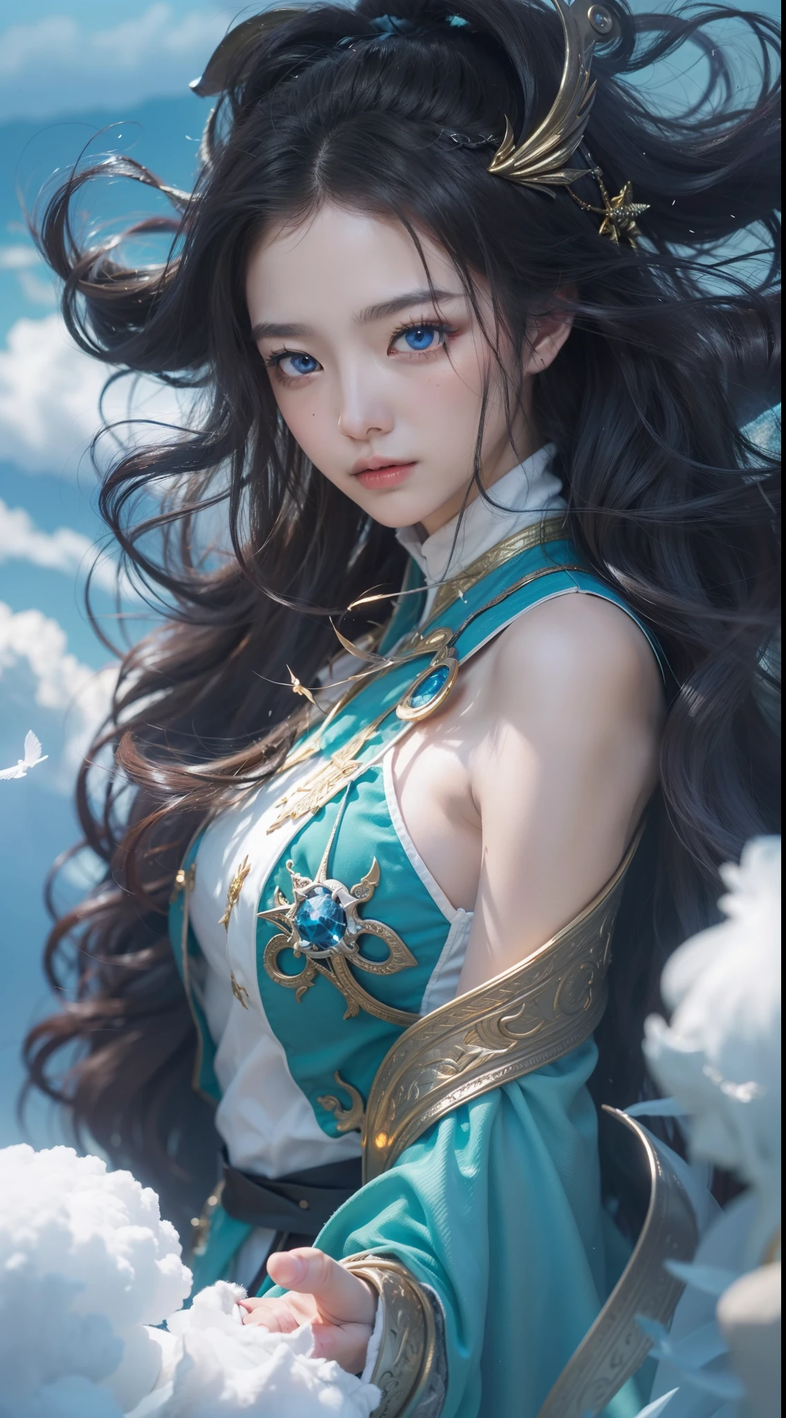 Above the rising clouds,Daytime, Dark, (Fantasy),infinite,deep blue sky,The abyss of knowledge,Cowledge,((masutepiece)), (((Best Quality))),((Beautiful fine eyes)),(Eye lashes)、Realistic clouds、Very beautiful face、The ultra -The high-definition、sea of clouds、Beautiful Girl And White Snake、(女の子1人)、Black hair、The long-haired、abyss eyes、glowy skin、oils、small tits、Perfect human body structure、Wizard's Red Robe、tattered cloth、Realistic coat、Teenchi、Super delicate CG Unity 32k wallpaper、photoRealstic、masterpiece, ((ultra-detailliert)), ((illustratio)),colourfull,wall-paper,The energy,Unknown terror,Incomprehensible,Around the magic,Magical surroundings,magic wands,Boken,Flying pages,Know everything,Predict the future、Get to know the past、Infinite wisdom、blue flames、Warlock、magic circles、Pentagram、Spells、mantra、Singing magic