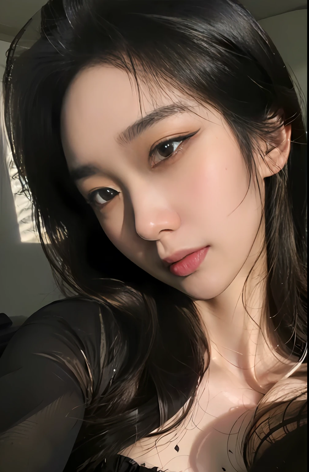 Hyper-realistic art, ery-grade work, ultra precision, visually striking, sublime masterpiece, peak clarity, twilight dimness, subdued lighting,
1girl,solo,
low key,deep shadow,