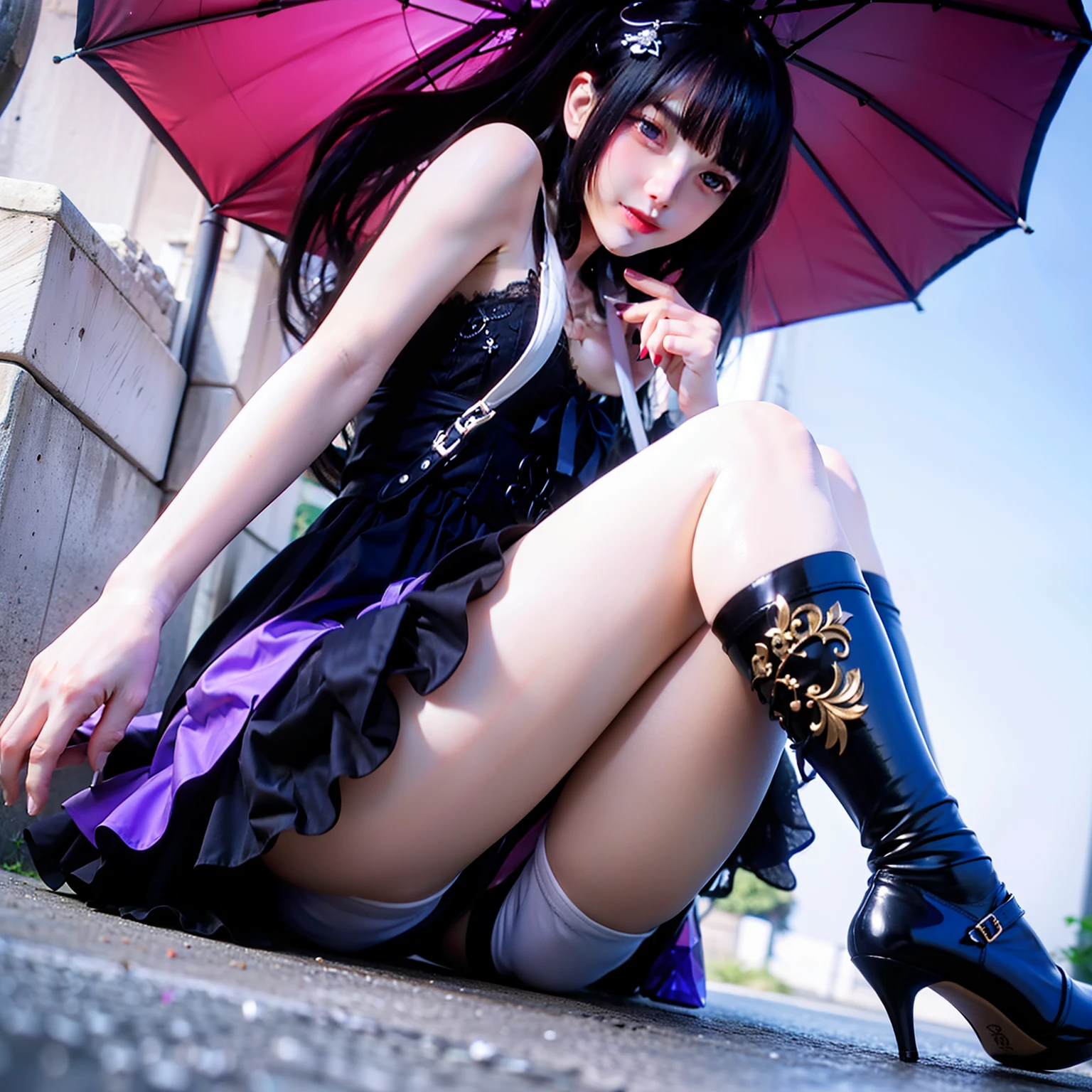 【He wears a pair of black over-the-knee stockings on his legs,A pair of crystal high heels on his feet,Through high heels,You can clearly see the inside of the shoe,The delicate little feet in black stockings,It seems to be aware of your line of sight,Through crystal and black yarn,You can see it clearly,Petite toes,It seemed to move a little uneasily。】
【He wears special black gauze gloves on his hands,In addition to small fingers,Black gauze occupies all of the arm,Small hands,Even with a pure black umbrella。】
【And the face,That's what really appeals to you,Because the face is a pure three-nil girl's face,is looking indifferent,Look at you with red pupils。】
【Her hair is as long as falling frost,Floating in the black and purple skirt,It highlights the beauty of its owner。】
