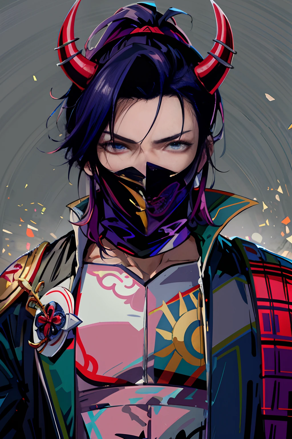 personagem de anime com chifres e uma jaqueta de couro com um peito, cara bonito na arte demon slayer, badass anime 8 k, Gatilho Estilo de Arte de Anime, Melhor Anime 4K Konachan Wallpaper, estilo anime 4K, handsome japanese demon boy, estilo de arte demon slayer, Anime Art Wallpaper 8K, 4 k manga wallpaper, Sengoku - Era Estilo de Arte, estilo de arte sombrio, olhos flamejantes
