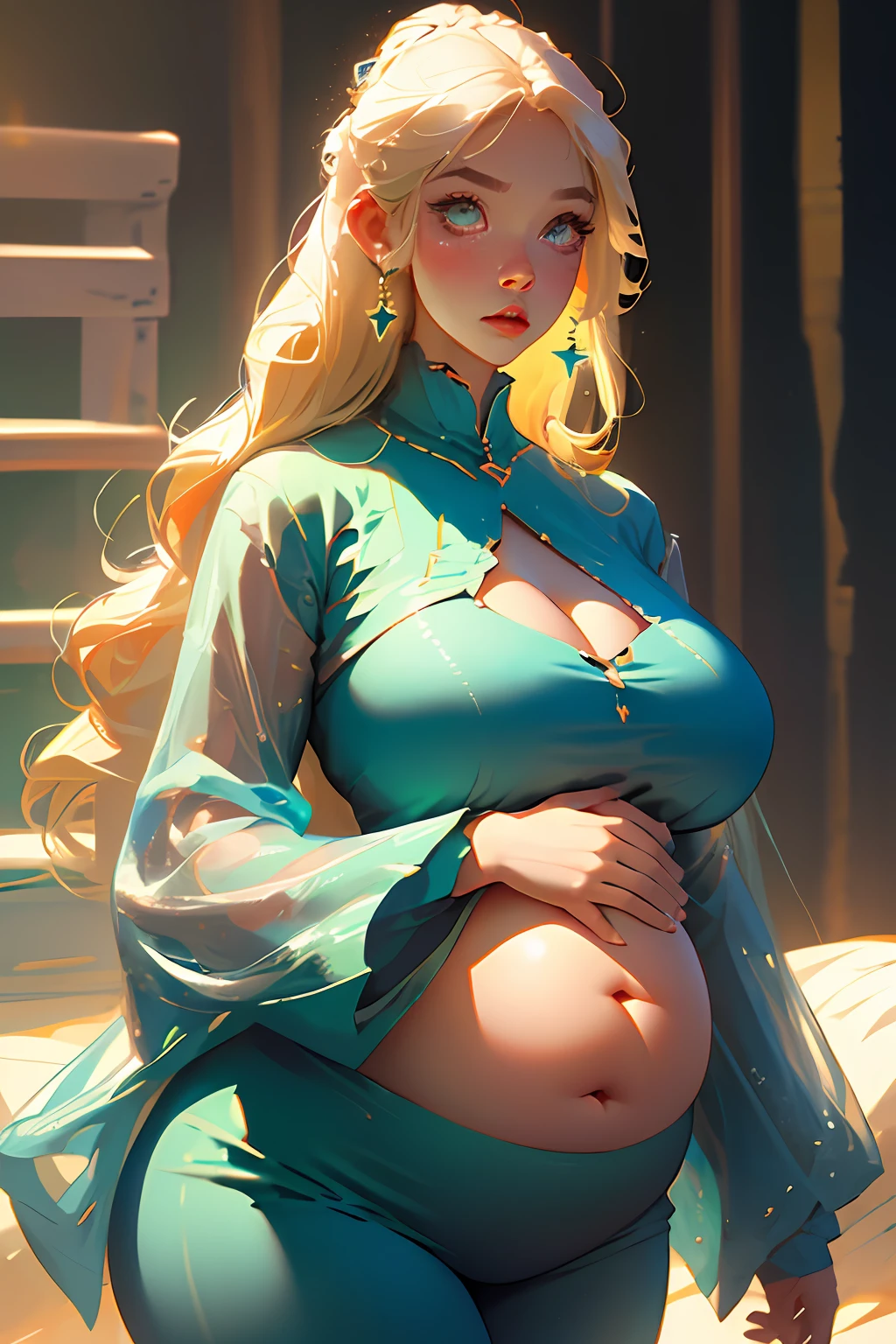 Fat Woman、bbw、Chubby、huge-breasted、massive belly、asunayuuki、Clear eyes、A detailed eye、a blond、realistic
