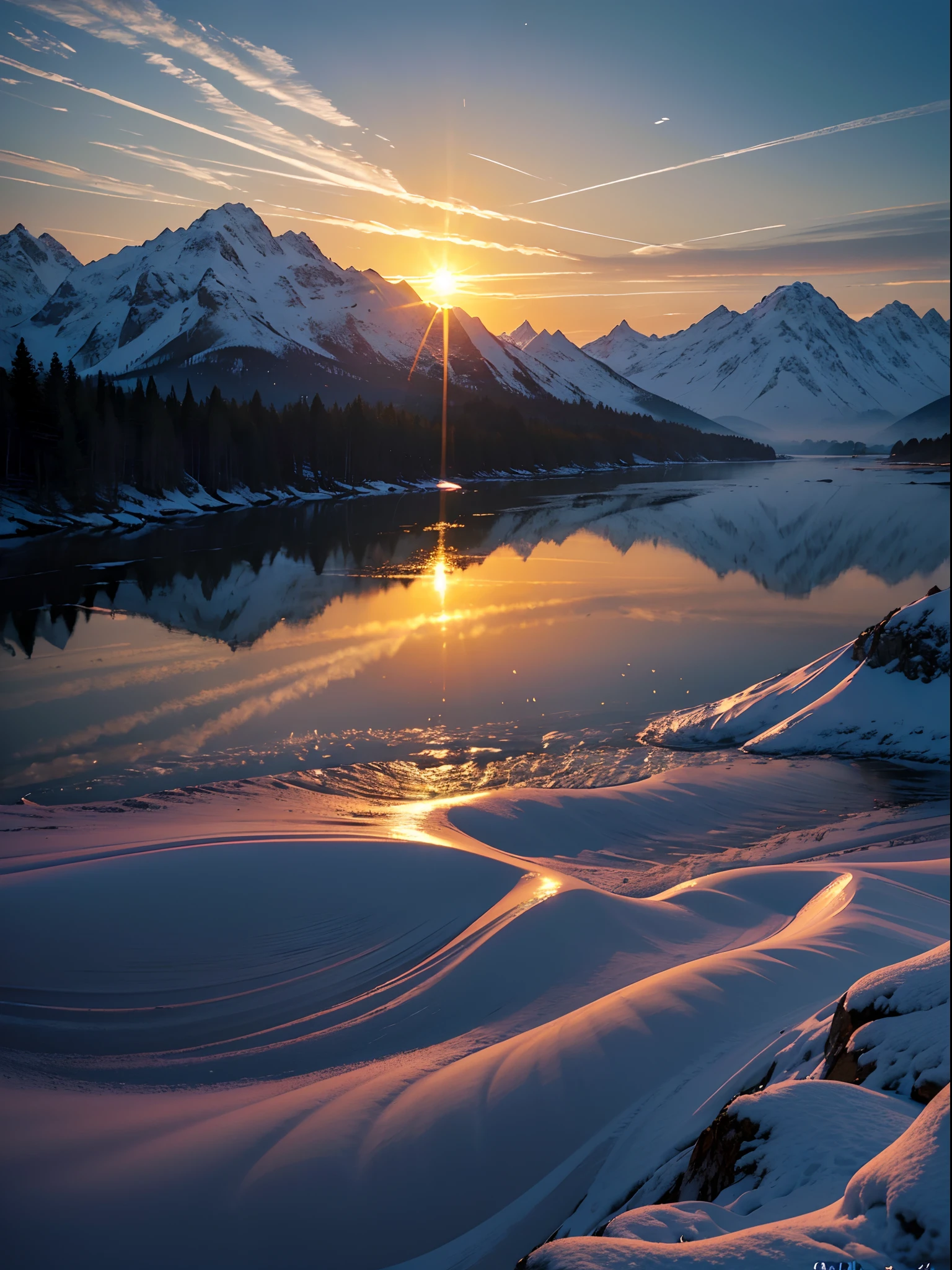 (masterpiece, best quality:1.4),( absurdres, high resolution, ultra detailed:1.2), Photo of a beautiful sunrise over a mountain landscape in Rosenergoatoam, Russia, (sunrise background), photo realistic, intricate detail, HDR, fantasy art, beautiful, radiant, colorful, serene, hyperdetailed, iridescent, vapor, ethereal, vibrant