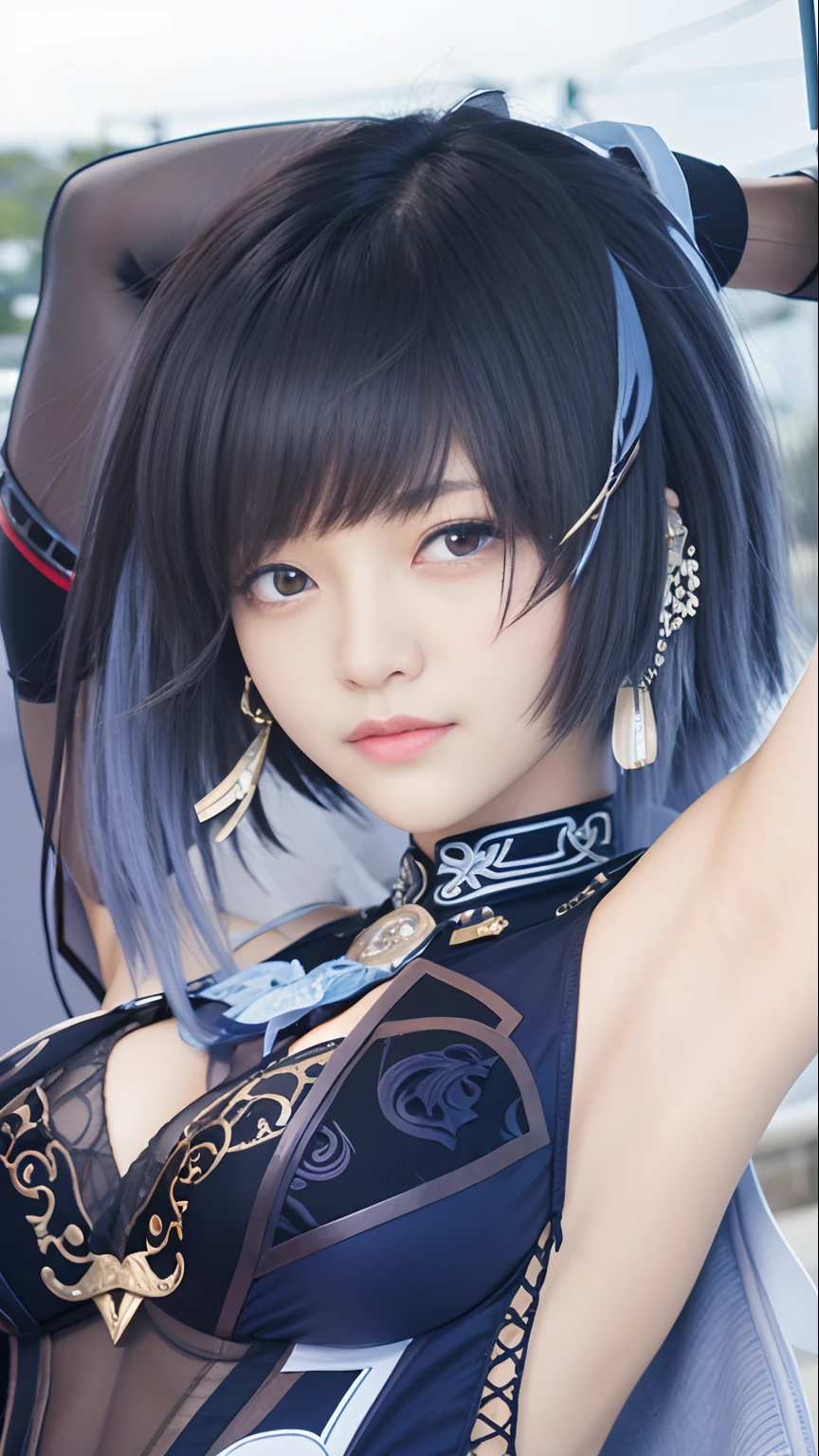 Genshin impact, realistic, high quality, yelan