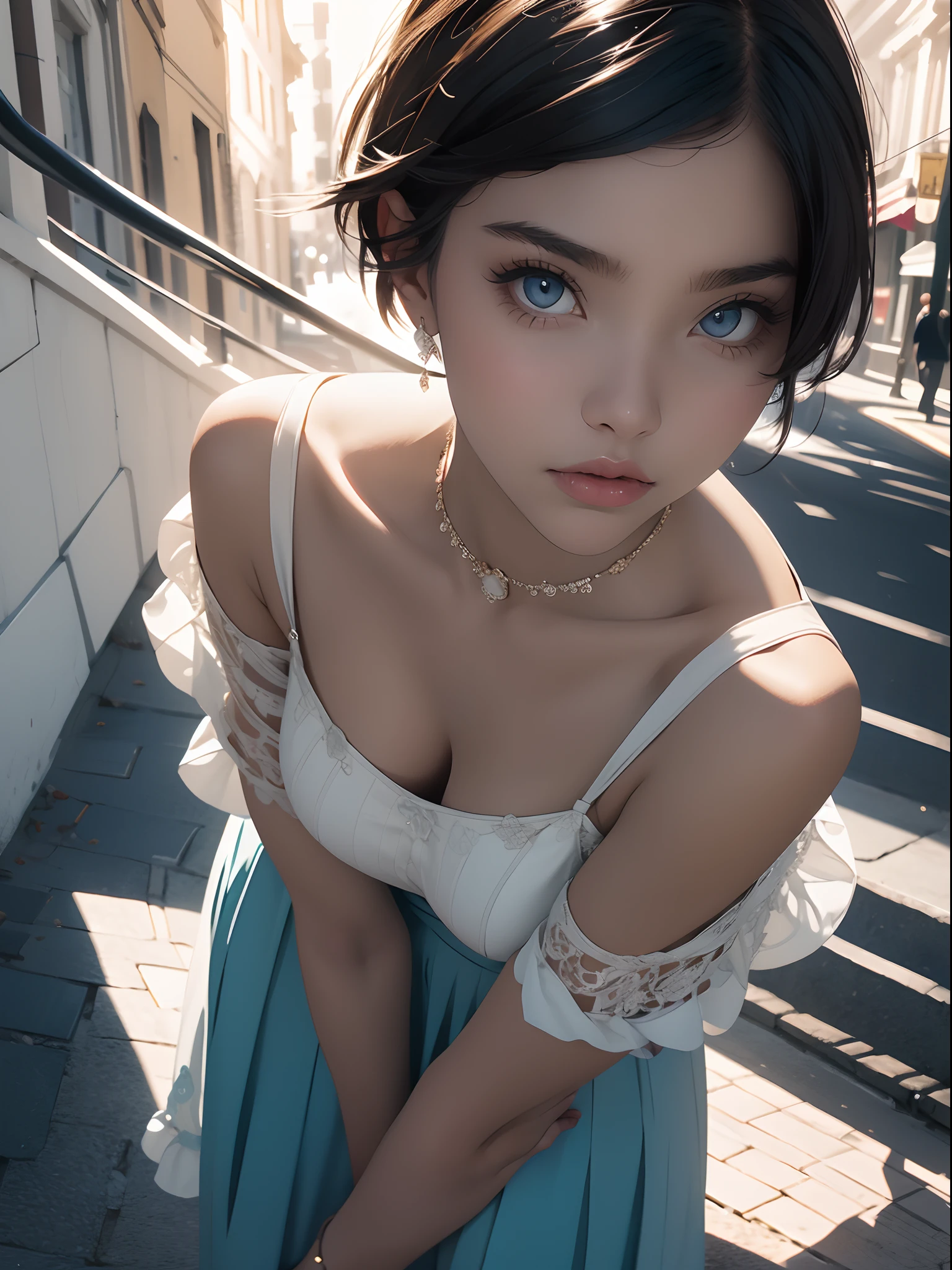 "A mesmerizing portrait of a captivating young girl , short hair with enchanting eyes." (Full body), beautiful face