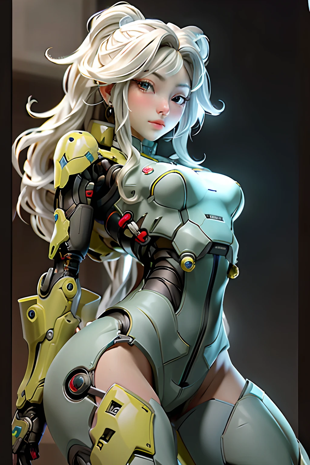 masterpiece, best quality, ultra-detailed, intricate, highly detailed, high resolution, realistic, HD, 8K, 1man, humanoid robot, dynamic pose, an extremely delicate mecha, glowing dark red led parts, full body, High tech background, rim light, science fiction, (By Marek Okon:1.3), midjourney style by mooncryptowow, psychedelic, halo, nsfw,