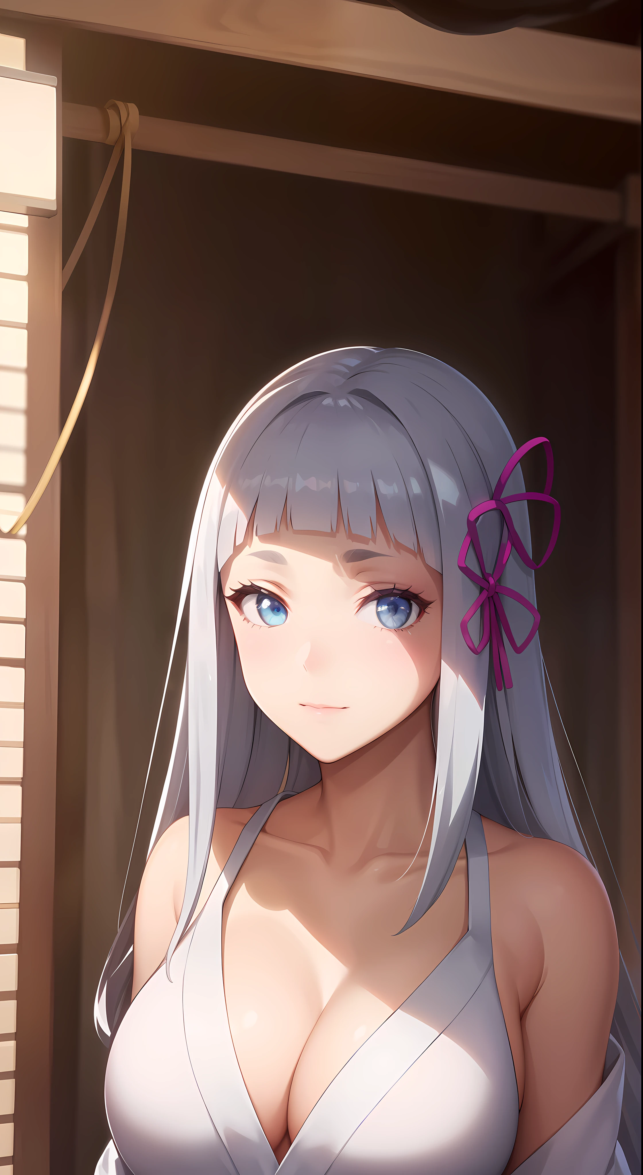 hair ornament, very long hair, japanese clothes, professional artwork, Intricate Details, field of view, sharp focus, detailed painting, photorealistic lighting, trending on pixiv, Standing at attention, ((large breasts:1,3)), Beautiful body,Beautiful Nose,Beautiful character design, perfect eyes, perfect face, looking at viewer, SFW,official art,extremely detailed CG unity 8k wallpaper, perfect lighting,Colorful, Bright_Front_face_Lighting, (masterpiece:1.0),(best_quality:1.0), ultra high res,4K,ultra-detailed, photography, 8K, HDR, highres, absurdres:1.2, Kodak portra 400, film grain, blurry background, bokeh:1.2, lens flare, (vibrant_color:1.2), shikkoku_yorihime, (seductive look), ((looking at viewer, front body pose))