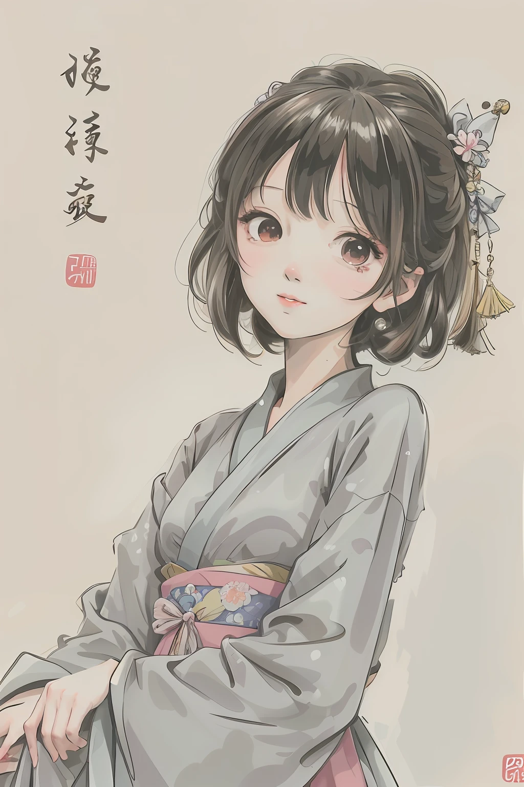 anime character with a long hair and a kimono dress, beautiful anime portrait, anime visual of a cute girl, anime illustration, beautiful anime artwork, soft anime illustration, japanese anime artist drawn, portrait of an anime girl, anime portrait, anime style illustration, cute anime girl portraits, portrait of cute anime girl, cute anime girl, zerochan art, in kimono