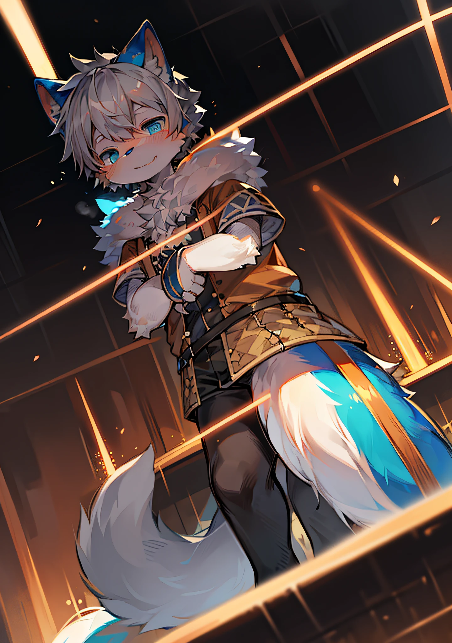 (ambiente dark:0.8),masterpiece,high quality,abstract res,digital painting\(artwork\), by dagasi, yupa,kiyosan,(anthro,fluffy fur,character focus:1.1),anthro male cat,short hair,portrait , eyes with brightness, in a panoramic view, Character focus.(detailedbackground:0.7), 独奏, shaggy, shaggy male, malefocus, anthr,(Full Body Furry, Fluffy tail, White fur, blue color eyes, Gray hair:1.2)