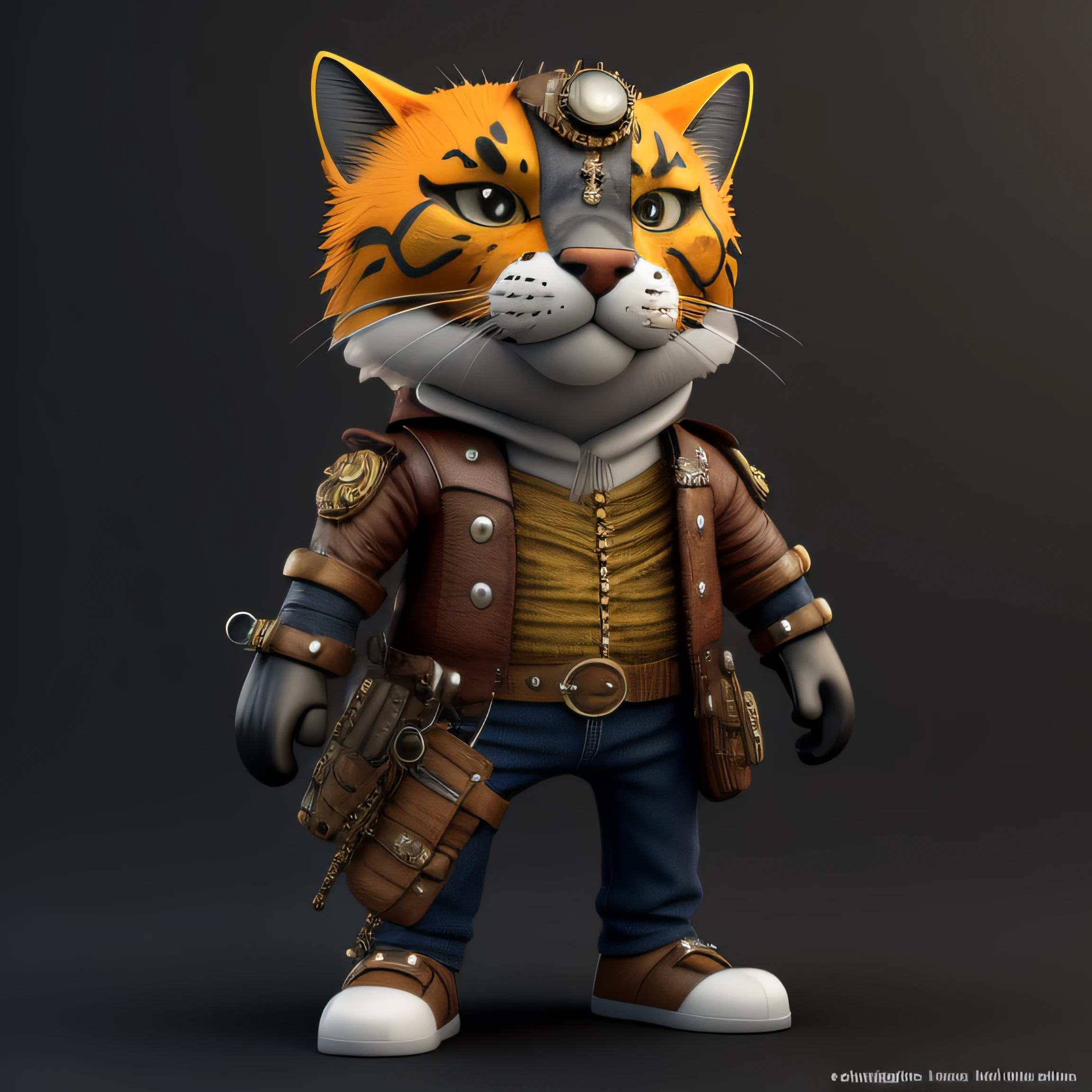Fantz cartoon (TIGER:0.5)|(tiger:0.5) design, ultra detailed, random colors, steampunk, and punk costume,