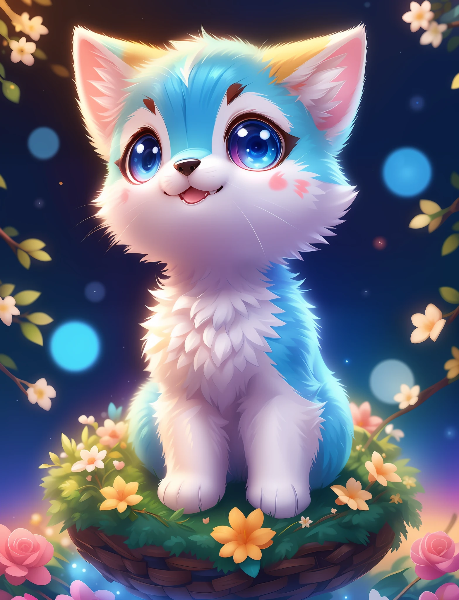 Cute puppy with different colored eyes, tchibi, adolable, Logo design, Cartoony, movie light effect, 3D vector art, Cute and quirky, Fantasyart, Bokeh, handpainted, digitial painting, gentle illumination, Isometric style, 4K 分辨率, photoreal render, High level of detail clean, Vector image, Photorealistic masterpiece, professional photoshooting, simple space background, flat white background, isometry,vibrant vector