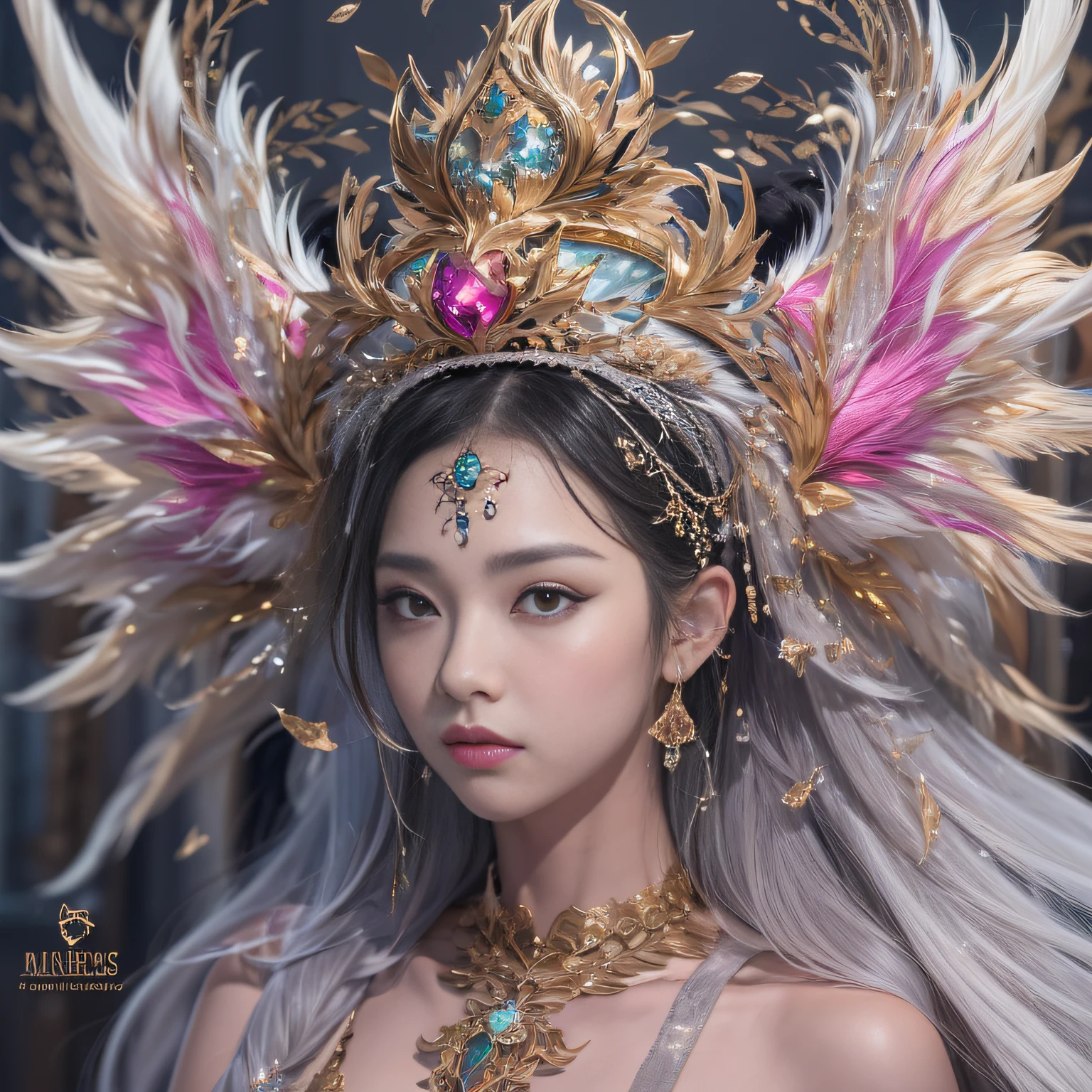 16k（tmasterpiece，k hd，hyper HD，16k）short detailed hair，Gold jewelry area in the back room，King Girl ，Silver Dragon Protector （realisticlying：1.4），Python pattern robe，Purple-pink tiara，Snowflakes fluttering，The background is pure，Hold your head high，Be proud，The nostrils look at people， A high resolution， the detail， RAW photogr， Sharp Re， Nikon D850 Film Stock Photo by Jefferies Lee 4 Kodak Portra 400 Camera F1.6 shots, Rich colors, ultra-realistic vivid textures, Dramatic lighting, Unreal Engine Art Station Trend, cinestir 800，Hold your head high，Be proud，The nostrils look at people