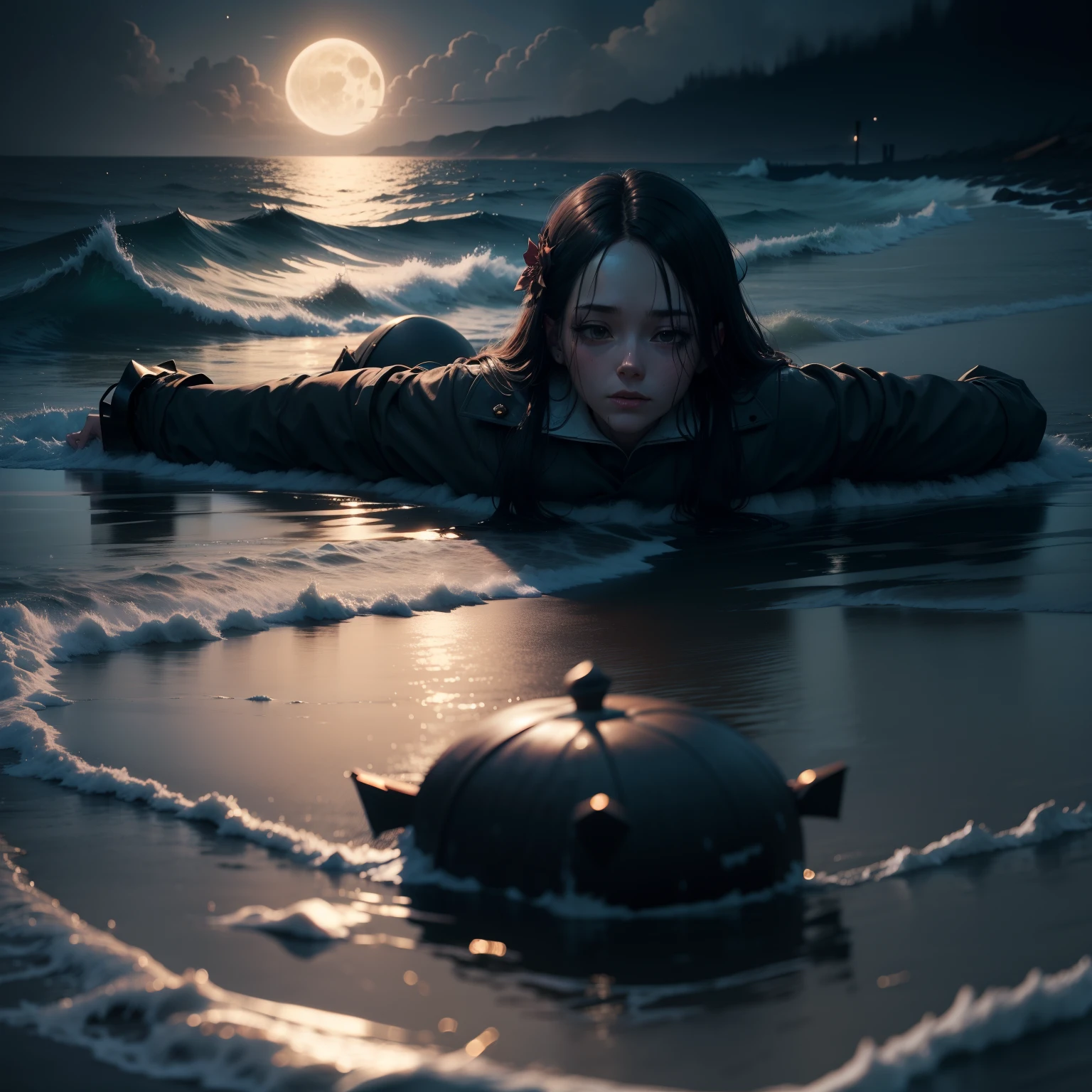 On a dark night,A corpse floated by the sea