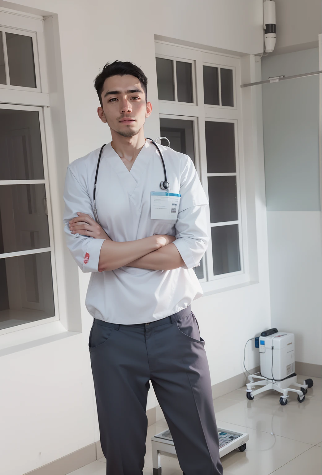 Doing a nurse work in a hospital
