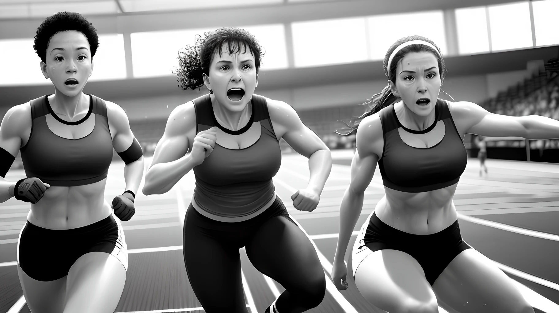 Sweaty aunt doing sports