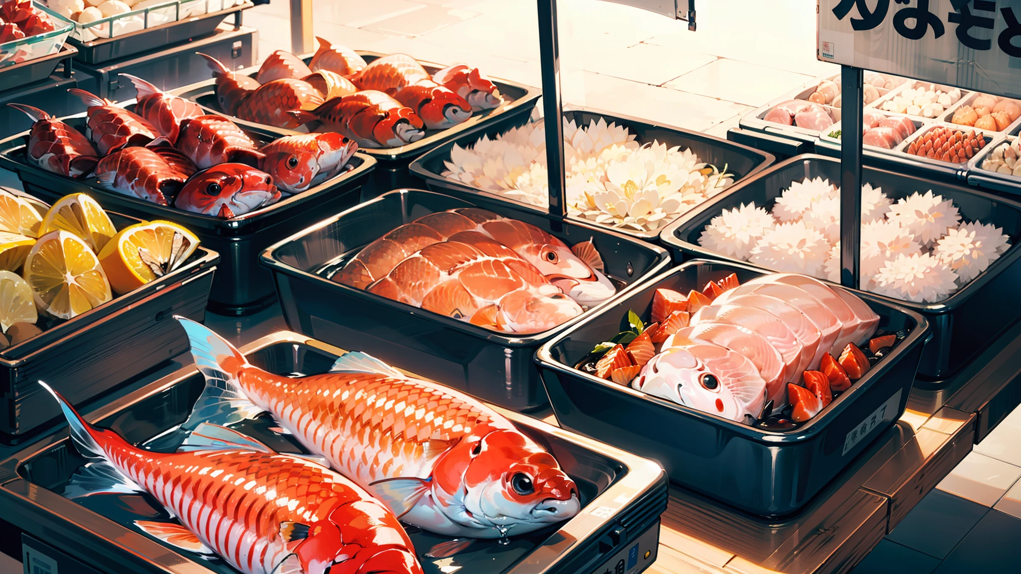 (high-level image quality;1.5)、(Modern fish market;1.5)、