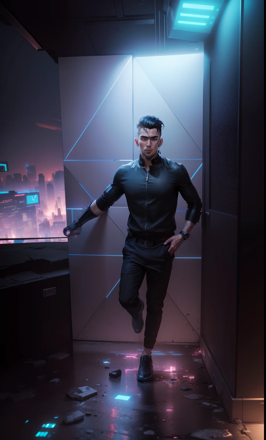 Change background cyberpunk  handsome boy, Realistic face, 4k ultra Realistic