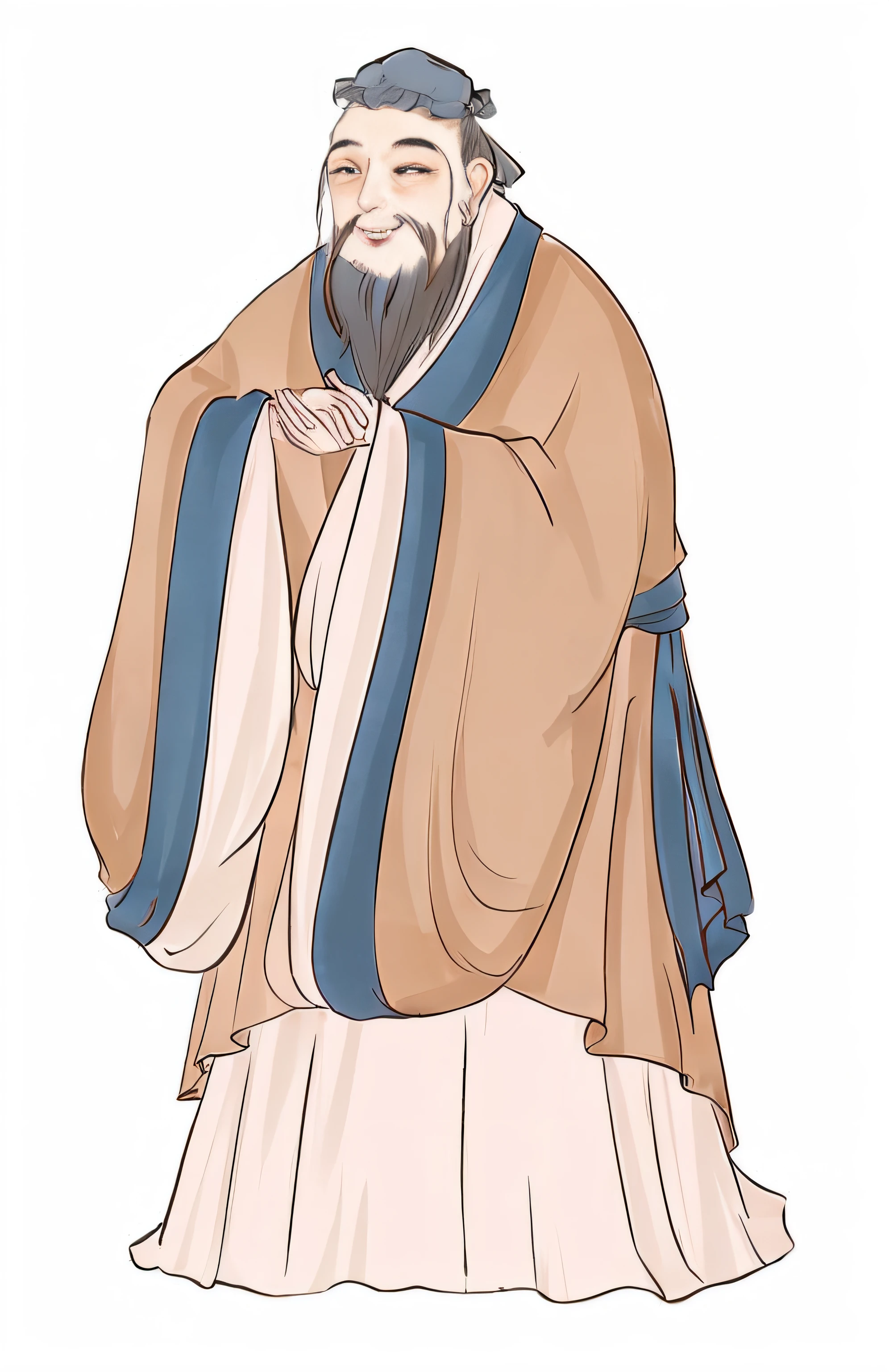 Confucius image,Chinese-style figures,Confucian scholar,Delicate lines,Smooth strokes,The colors are pastel