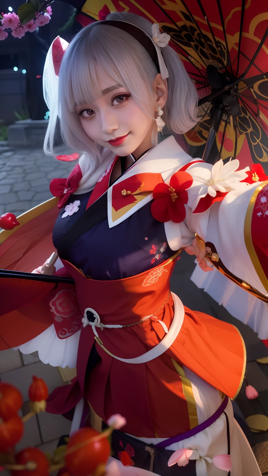 kagura cherry witch,Umbrellas, yukatas White hair