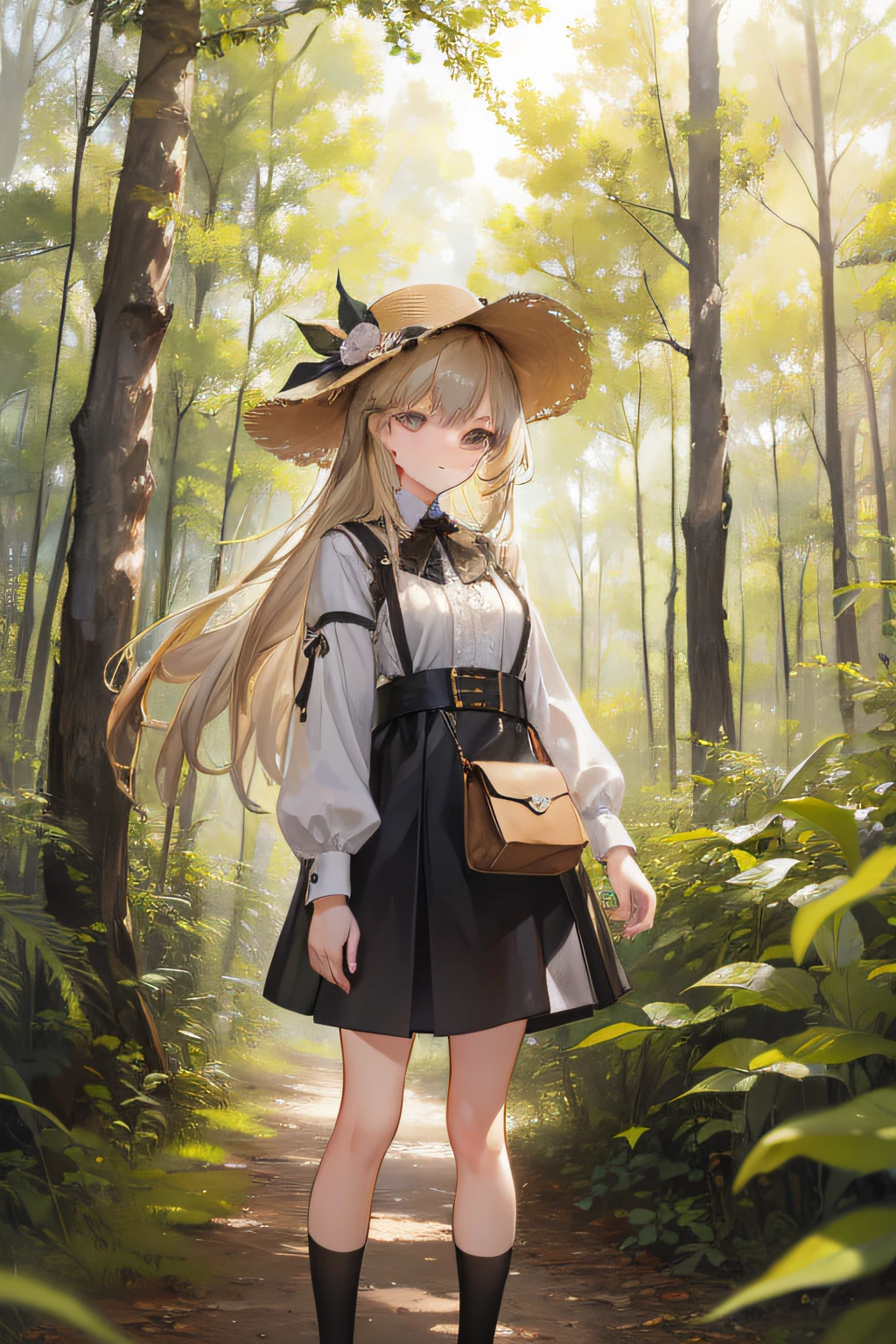 1girl, savannah clothes, in the forrest, high res, ultrasharp, 8K, masterpiece, looking at viewer