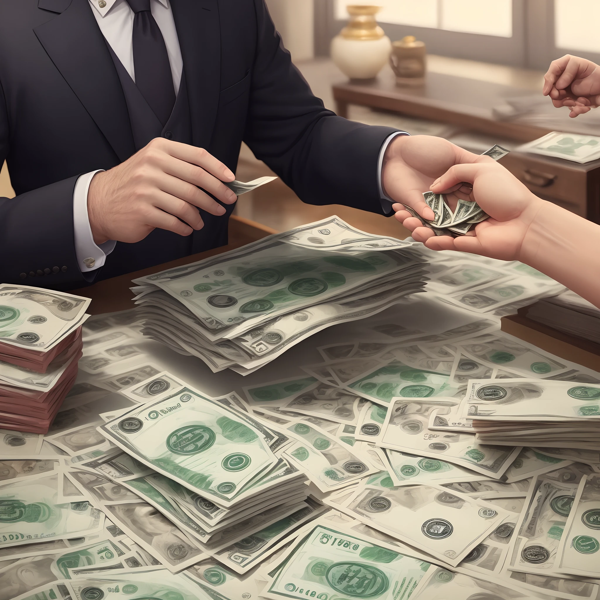 A rich man hand full of cash